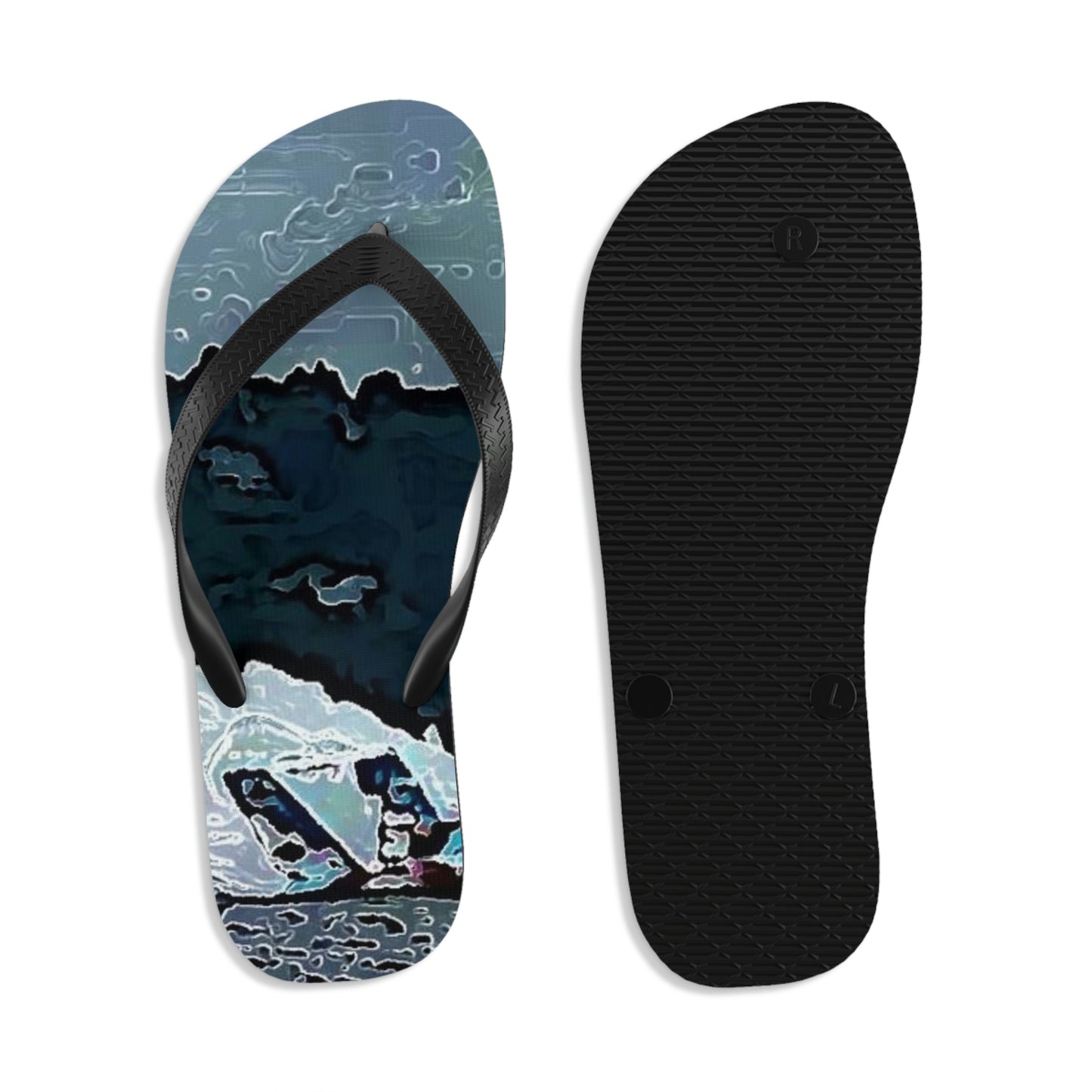 Unisex Flip-Flops ...  Seattle Columbia Cup On Lake Washington ... "Dave Wilcox Heads For The Win" ... Associate Gift-Photo ... Original Works ...
