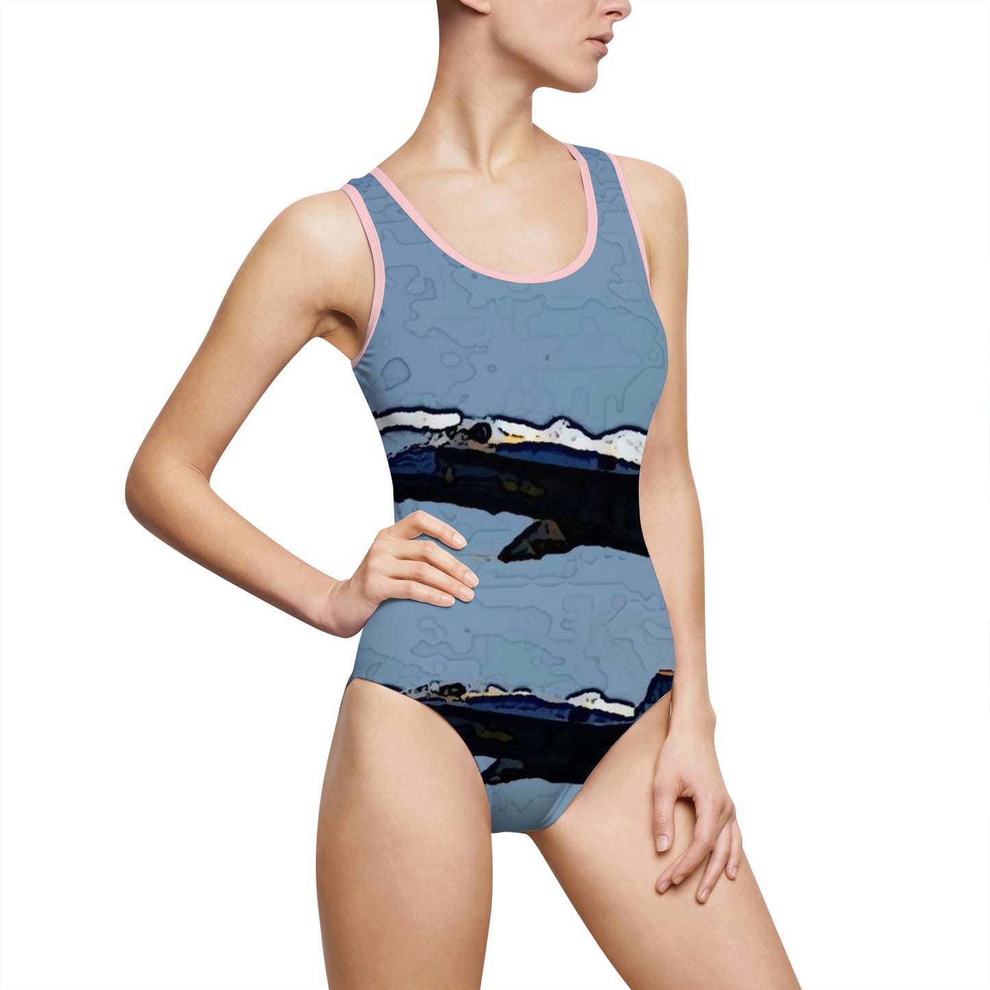Women's Classic One-Piece Swimsuit ... Seattle Seafair ..."Blue Angels Run Over Lake Washington" ... Circa Mid 1980's ... Dr FJ Holt ... Original Works ...