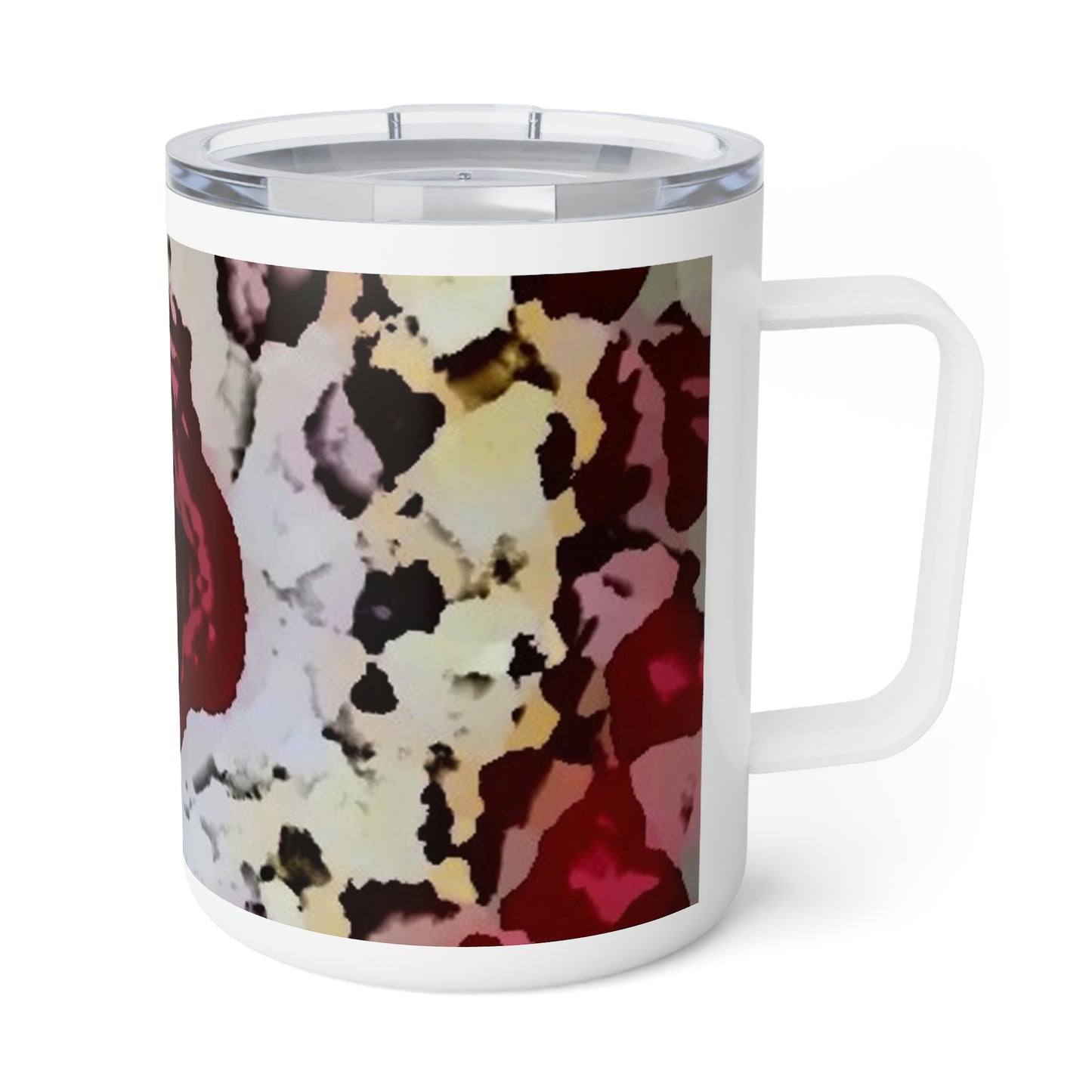Insulated Coffee Mug, 10oz ... "A Friendly Flower" ... Pointsettia 'Pointing' ... Original Works ... (Supplied Photograph) ...
