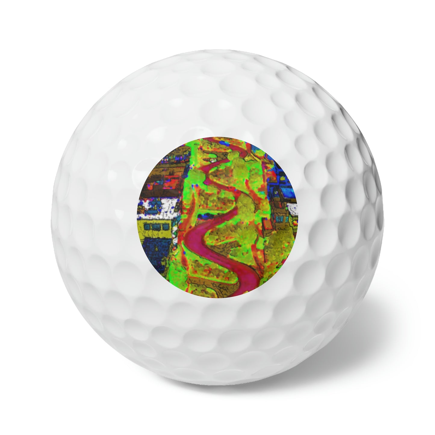 Golf Balls, 6pcs ... A Crazy Street ... 'Eight Winding Curve-Switchbacks' ... "Lombard Street, San Francisco, CA' ... Family Archives: 1970's ... Original Works ...