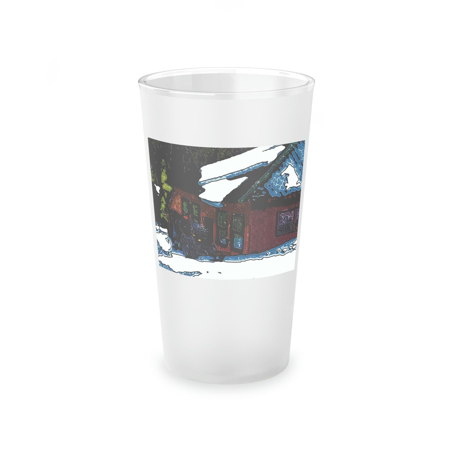Frosted Pint Glass, 16oz ... "A Rider Passeth-Through-It" ... Colors Galore & A Bit Of Impressionism ... Original Works. Winter 2021. Central Idaho. Rendering Time: 12 Hours ...