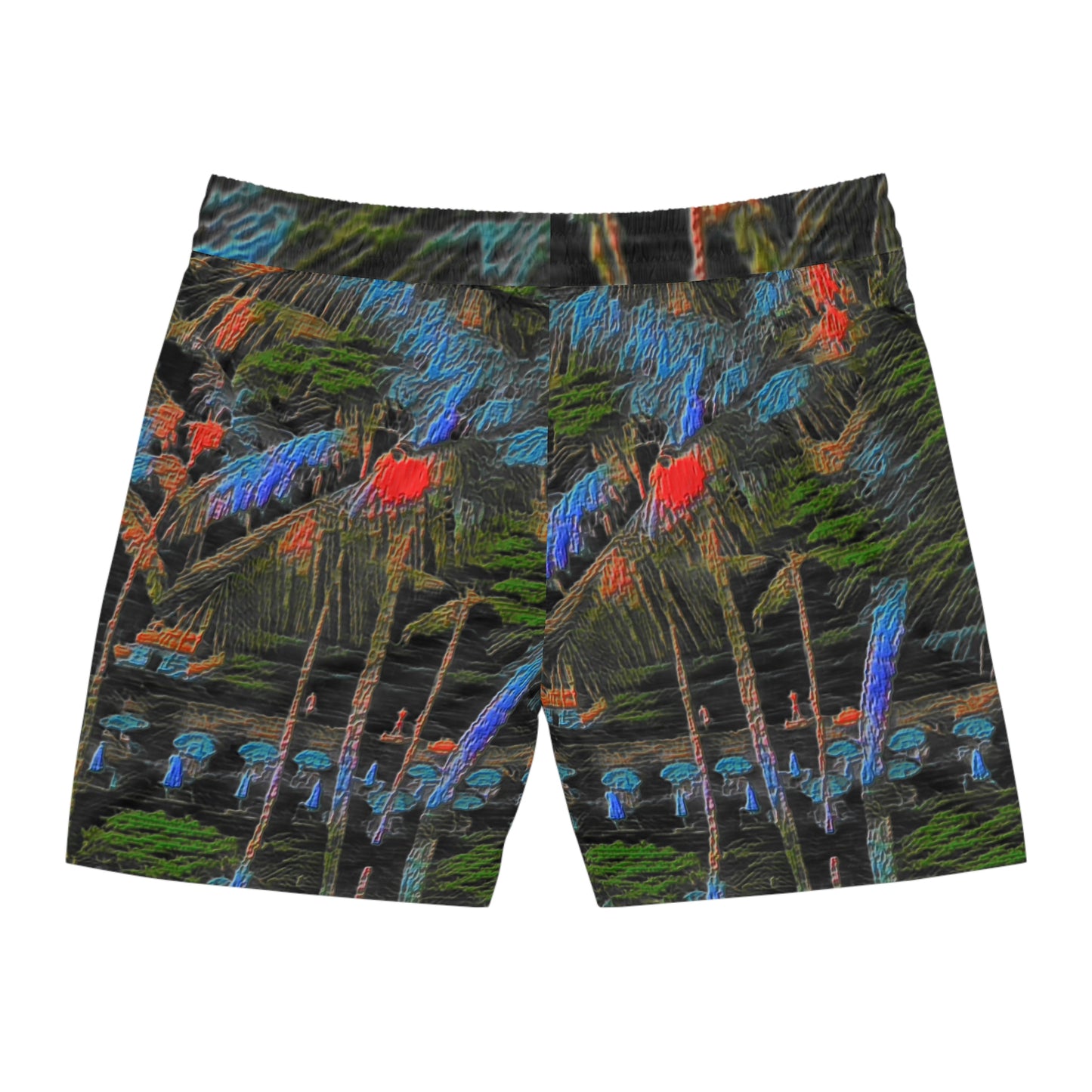 Men's Mid-Length Swim Shorts (AOP) ... "The Royal Hawai'ian: Waikiki Beach_Beach" ... Honolulu, HI ... October 2014 (Halloween) ... Original Works ...