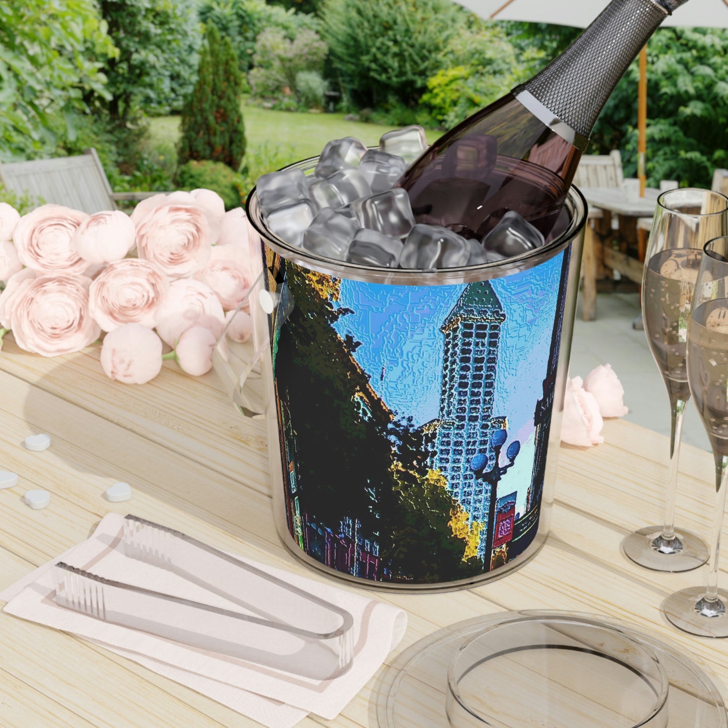 Ice Bucket with Tongs ...  Pioneer Square & Smith Tower ... 'That World Famous View' ... Colleague Supplied Photo ... Original Works ...