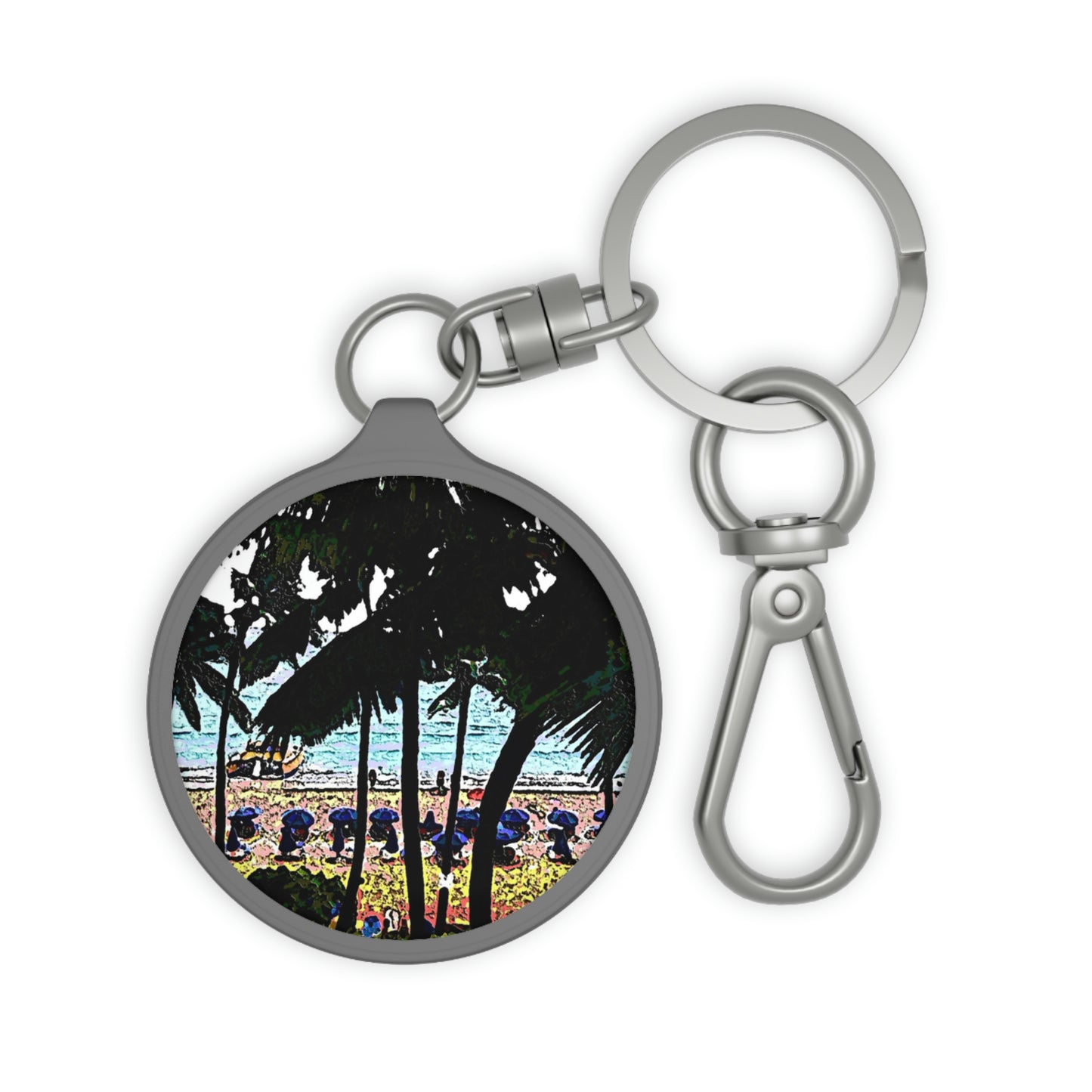 Keyring Tag ... "A Beautiful Beach Amongst The Palms" ... The Outrigger Waikiki, Honolulu, Oahu ... Original Works ...