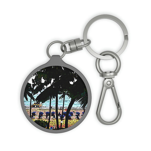 Keyring Tag ... "A Beautiful Beach Amongst The Palms" ... The Outrigger Waikiki, Honolulu, Oahu ... Original Works ...