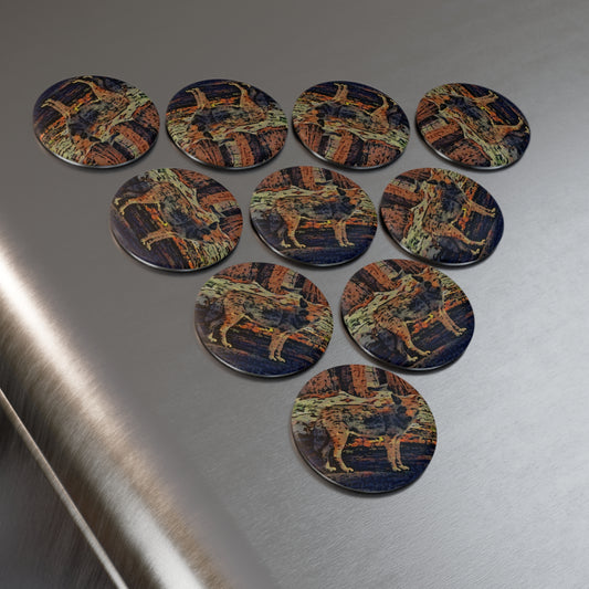 Button Magnet, Round (1 & 10 pcs) ... Coyote ... "Yosemite Valley: Circa May23 ... KPH Base Photo" ... Original Works ...