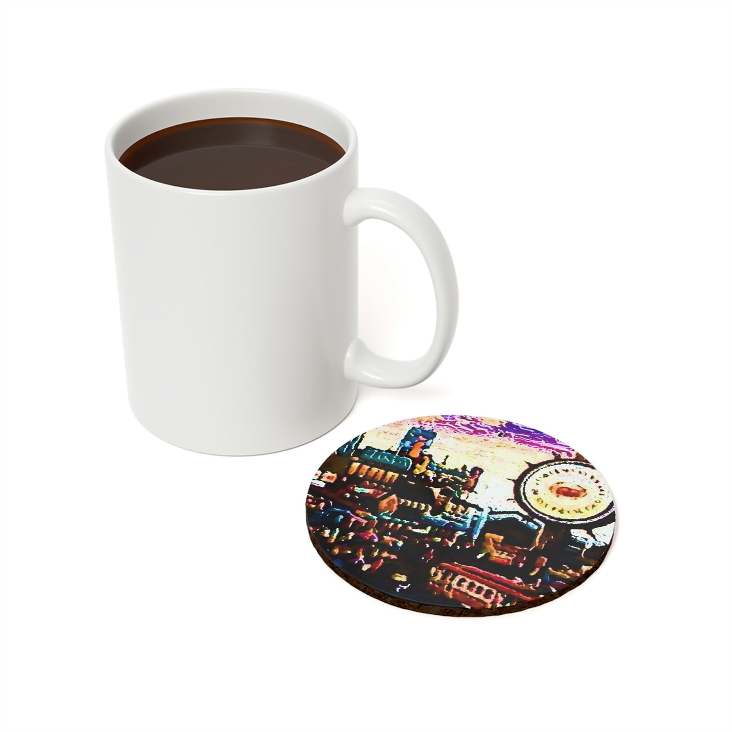 Cork Back Coaster ...  "No.9 Fishermen's Grotto - Fishermen's Wharf, SF, California" ... Family Archives: 1970's ... Original Works ...