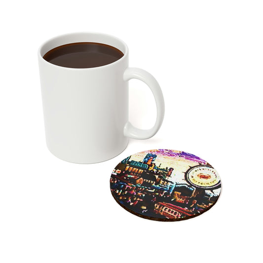 Cork Back Coaster ...  "No.9 Fishermen's Grotto - Fishermen's Wharf, SF, California" ... Family Archives: 1970's ... Original Works ...