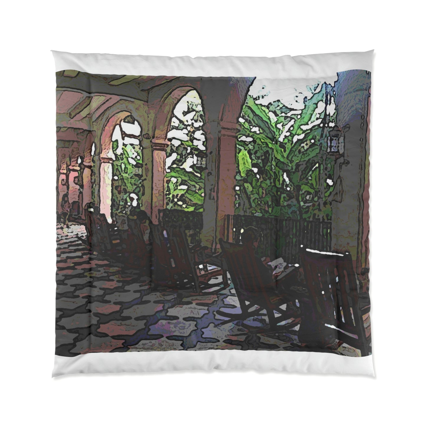 Comforter ... Lanai & Rocking Chairs At: 'The Pink Palace' ... The Royal Hawai'ian ... Honolulu, HI ... '27Oct2014' ... Original Works ...