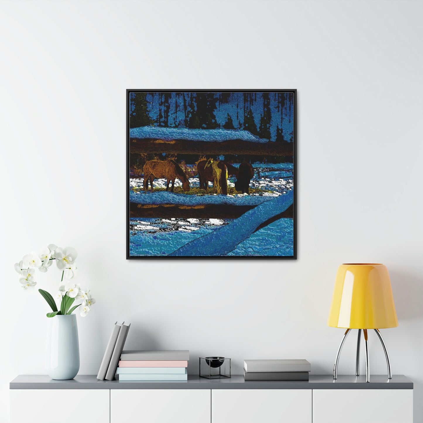 Gallery Canvas Wraps, Square Frame ... A Horse ... A Saddle ...  Foraging Through The Snow ...  An_Asses 'Cry' ... Central Idaho, November 2022 ...  Original Works ...