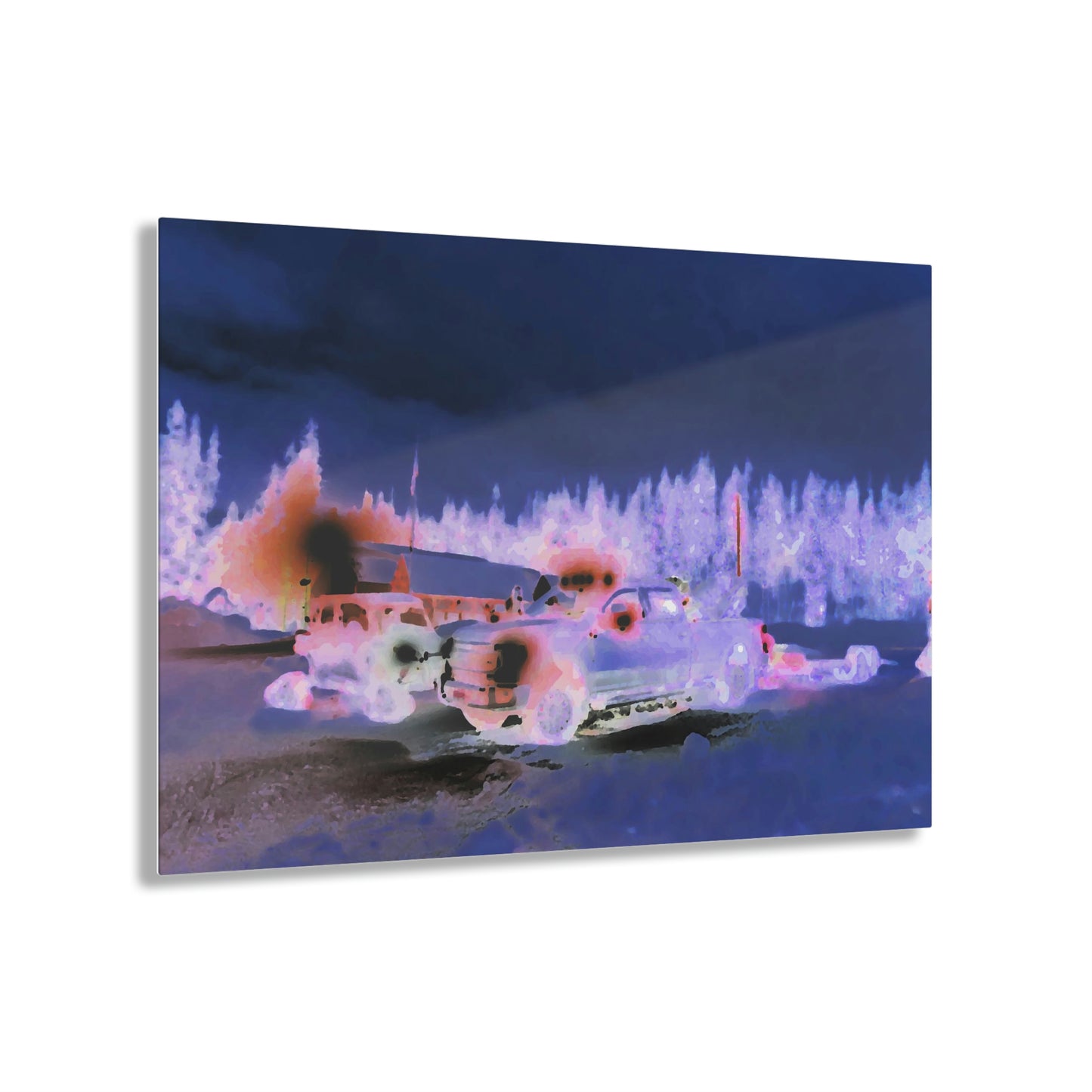 Acrylic Prints ... "Two Vehicles Converge On A Very Early, Cold, Snowy Morning ... Downtown Dixie, Idaho" ... Circa 4Jan23 ... Original Works ...
