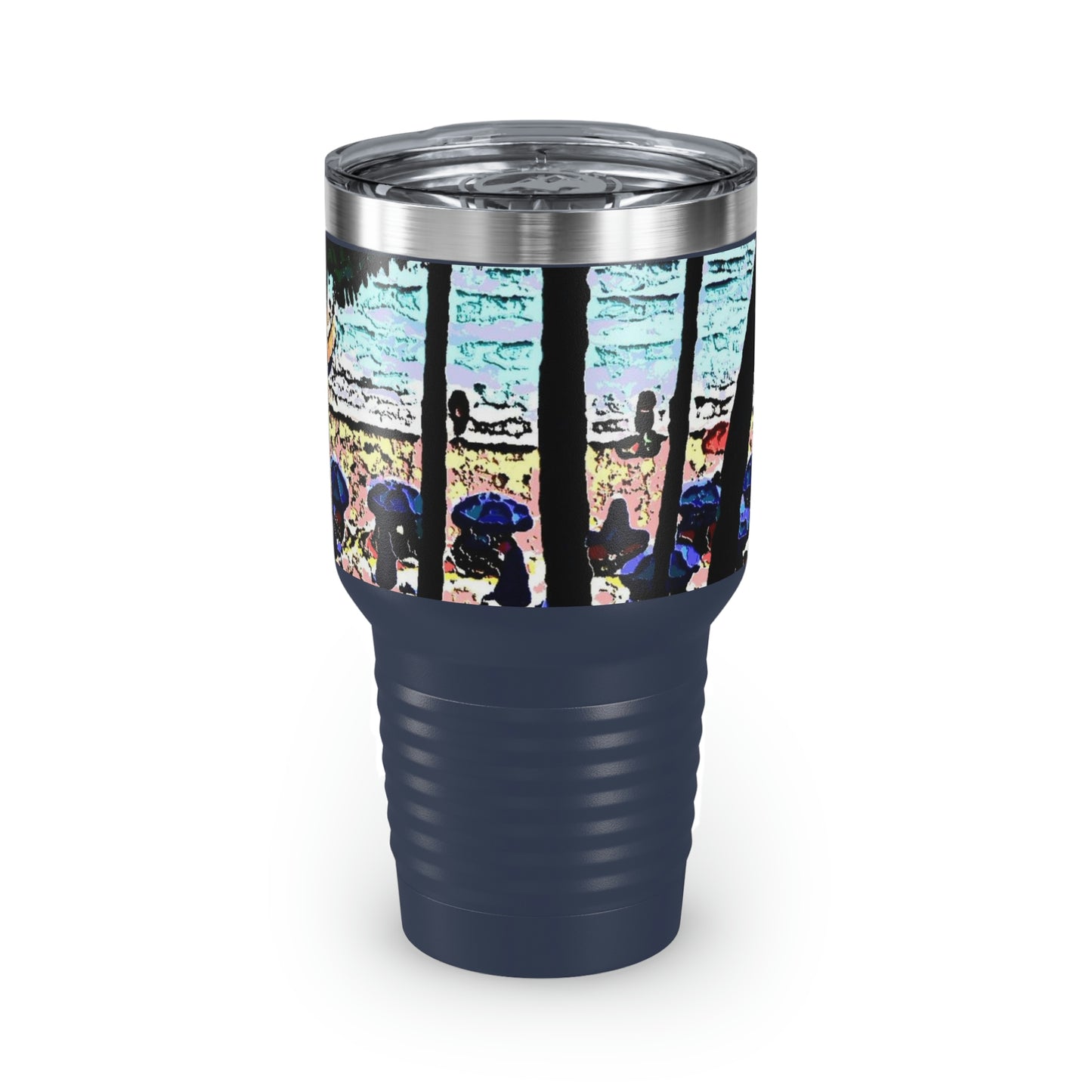 Ringneck Tumbler, 30oz ... "A Beautiful Beach Amongst The Palms" ... The Outrigger Waikiki, Honolulu, Oahu ... Original Works ...