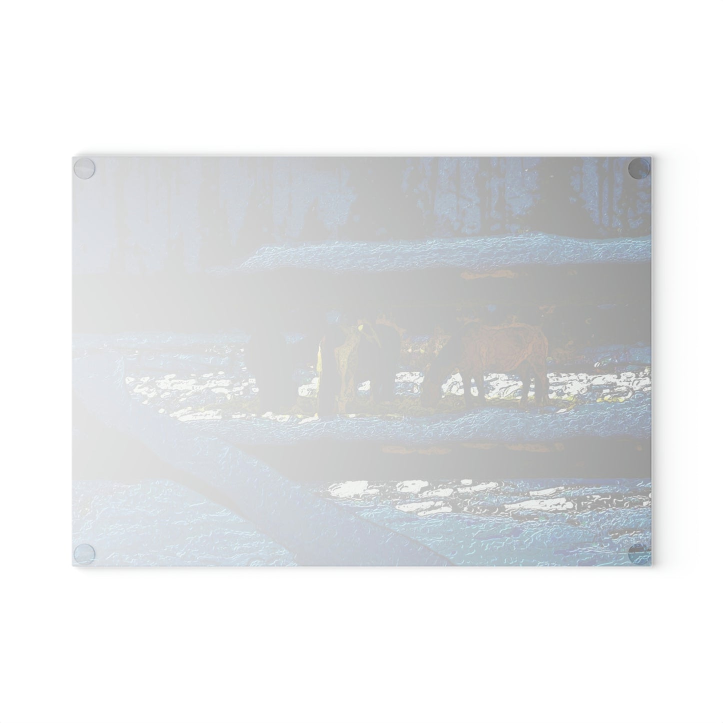 Glass Cutting Board ...  A Horse ... A Saddle ...  Foraging Through The Snow ...  An_Asses 'Cry' ... Central Idaho, November 2022 ...  Original Works ..