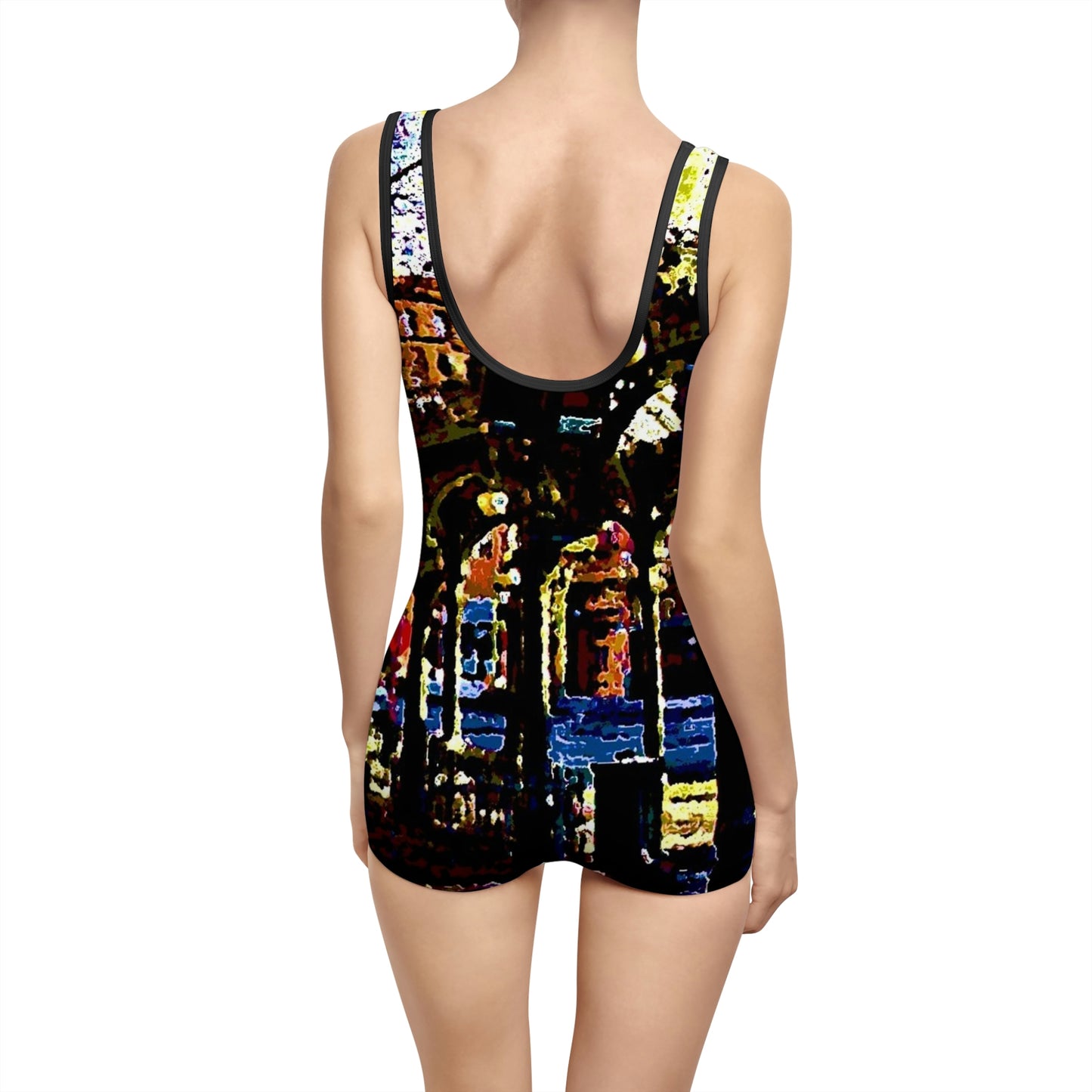 Women's Vintage Swimsuit ... A Very Fine Place To Meet ... To Catch The Bus ... 'To Find A Friend' .. Just-To-Hangout ... Dr FJHolt Base Photo ... Original Works ...
