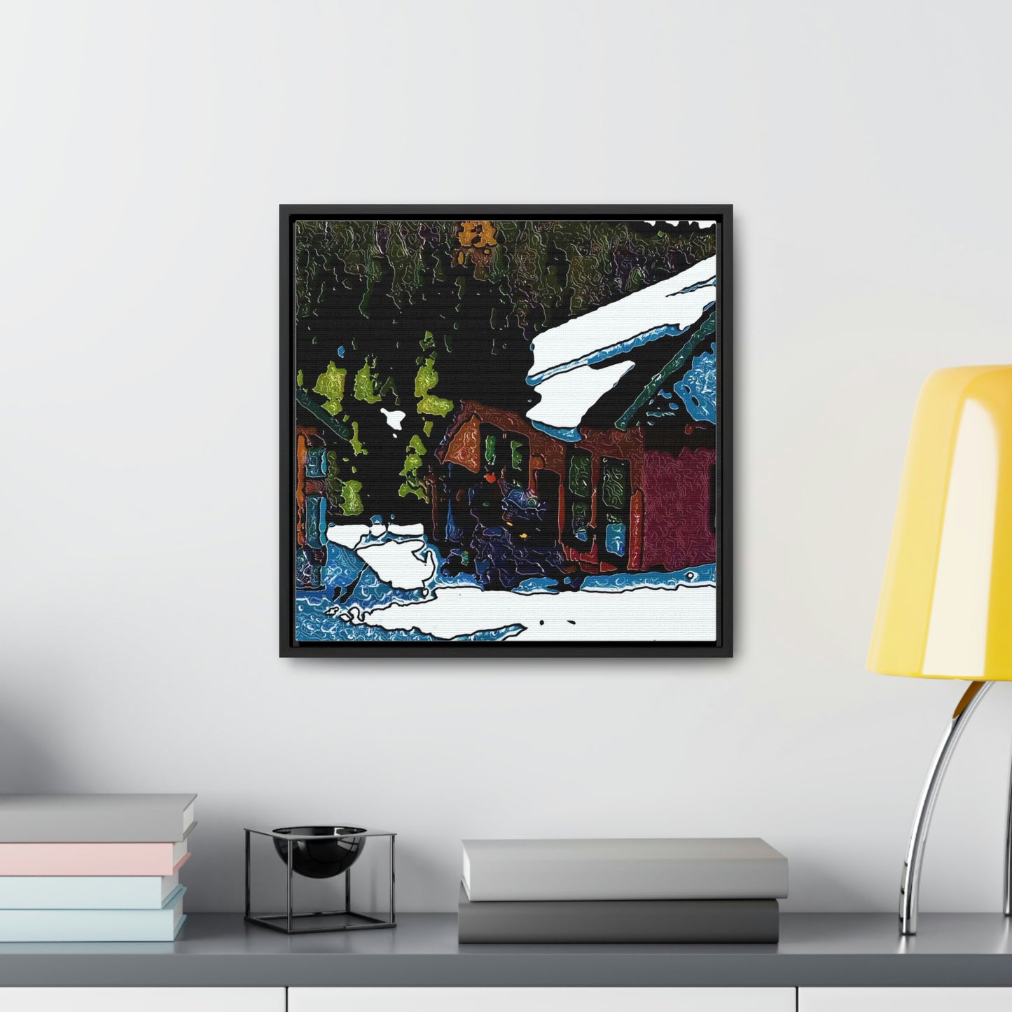 Gallery Canvas Wraps, Square Frame ... "A Rider Passeth-Through-It" ... Colors Galore & A Bit Of Impressionism ... Original Works. Winter 2021. Central Idaho. Rendering Time: 12 Hours ...