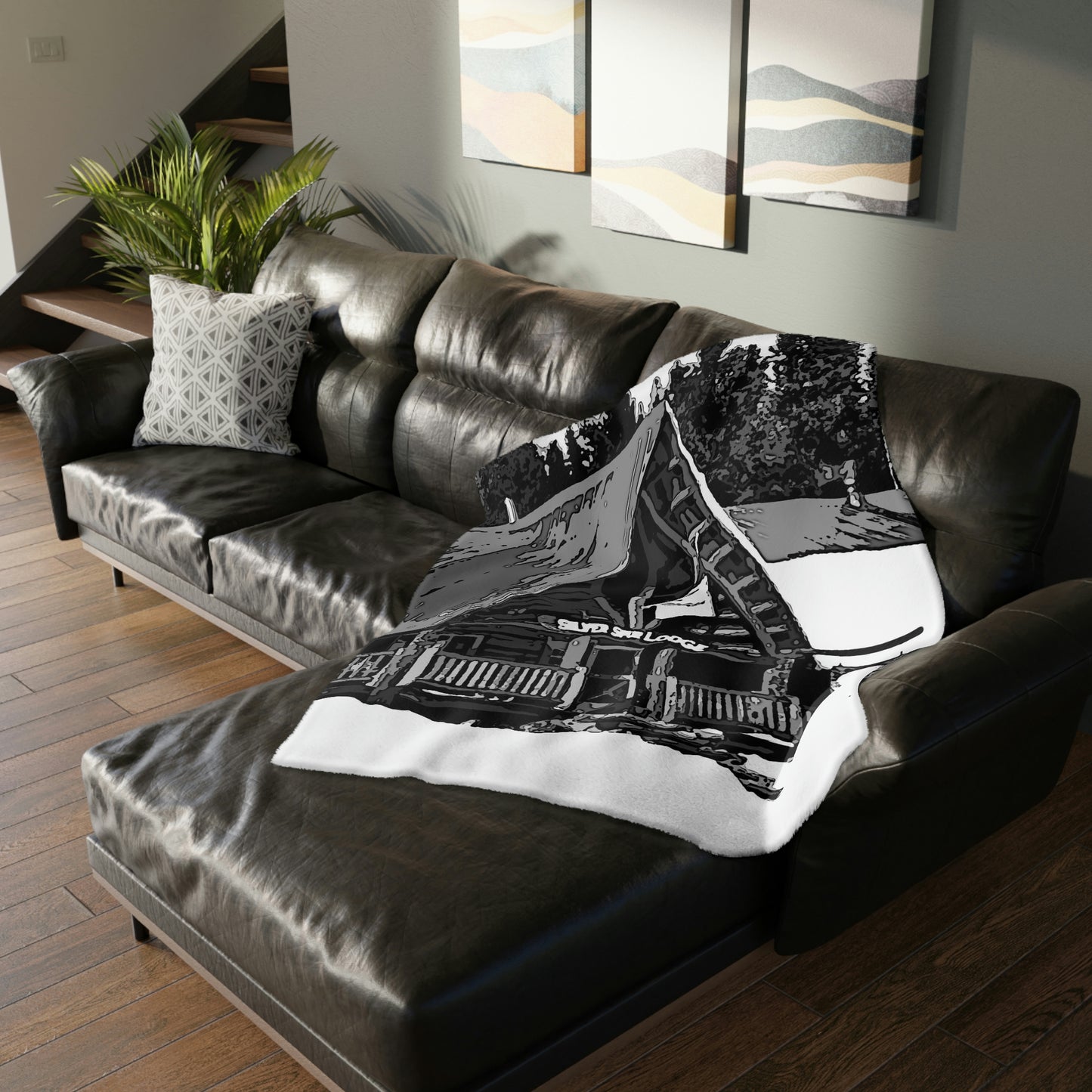 Velveteen Minky Blanket (Two-sided print) ... A Beautiful Lodge & Back-Country Outfitter In A Mountain Town ... 'Dixie, Idaho, November 2022' ... Original Works ...