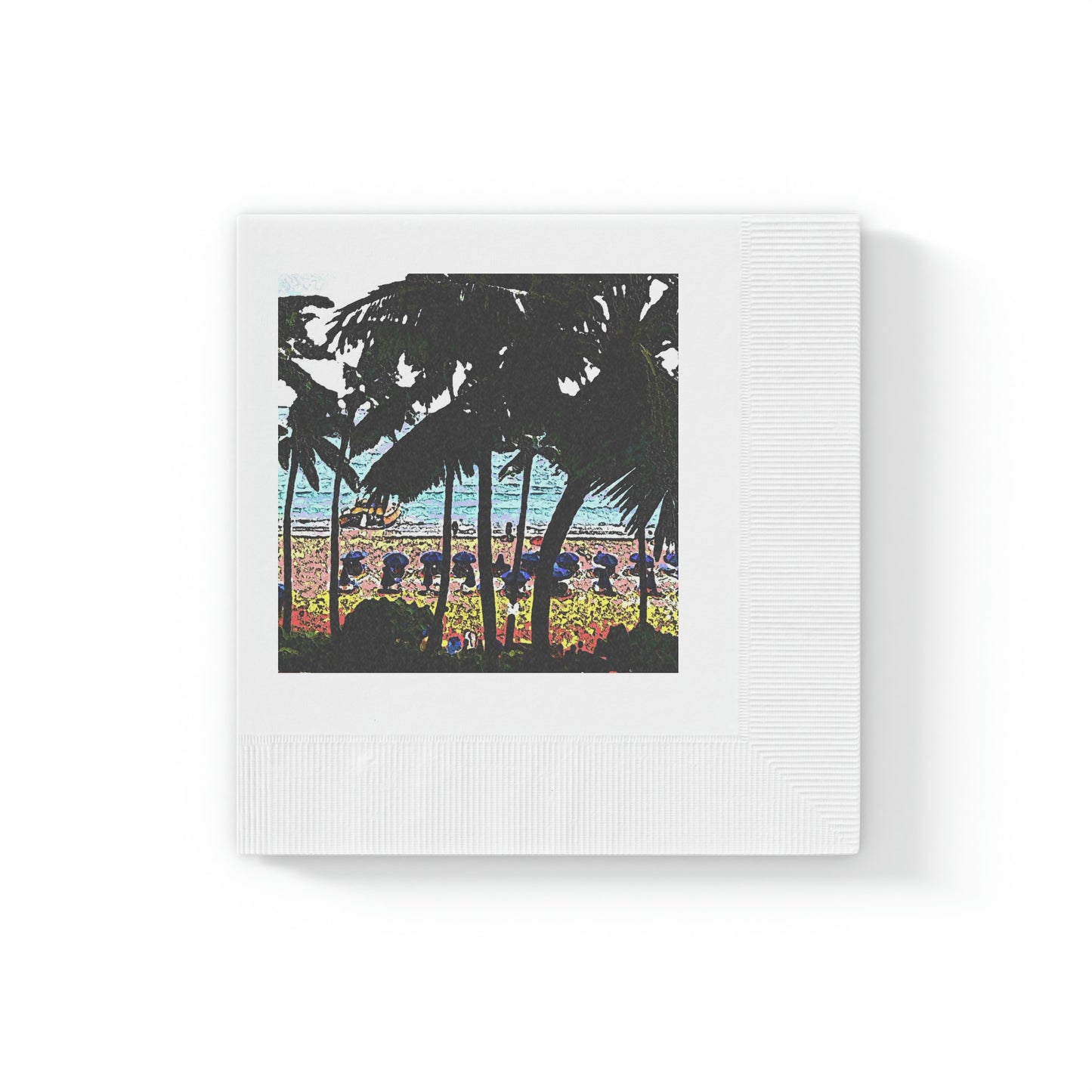 White Coined Napkins ... "A Beautiful Beach Amongst The Palms" ... The Outrigger Waikiki, Honolulu, Oahu ... Original Works ...