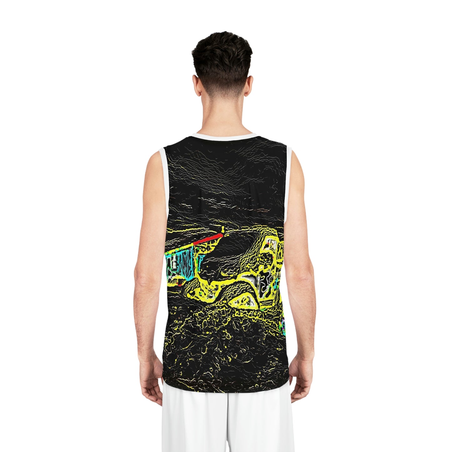 Basketball Jersey (AOP) ... "Snow Vehicle In Snow Storm At-Rest" ... Circa 12Mar23 ... Central Idaho ... 18-Hours Rendering Time: Original Works ...