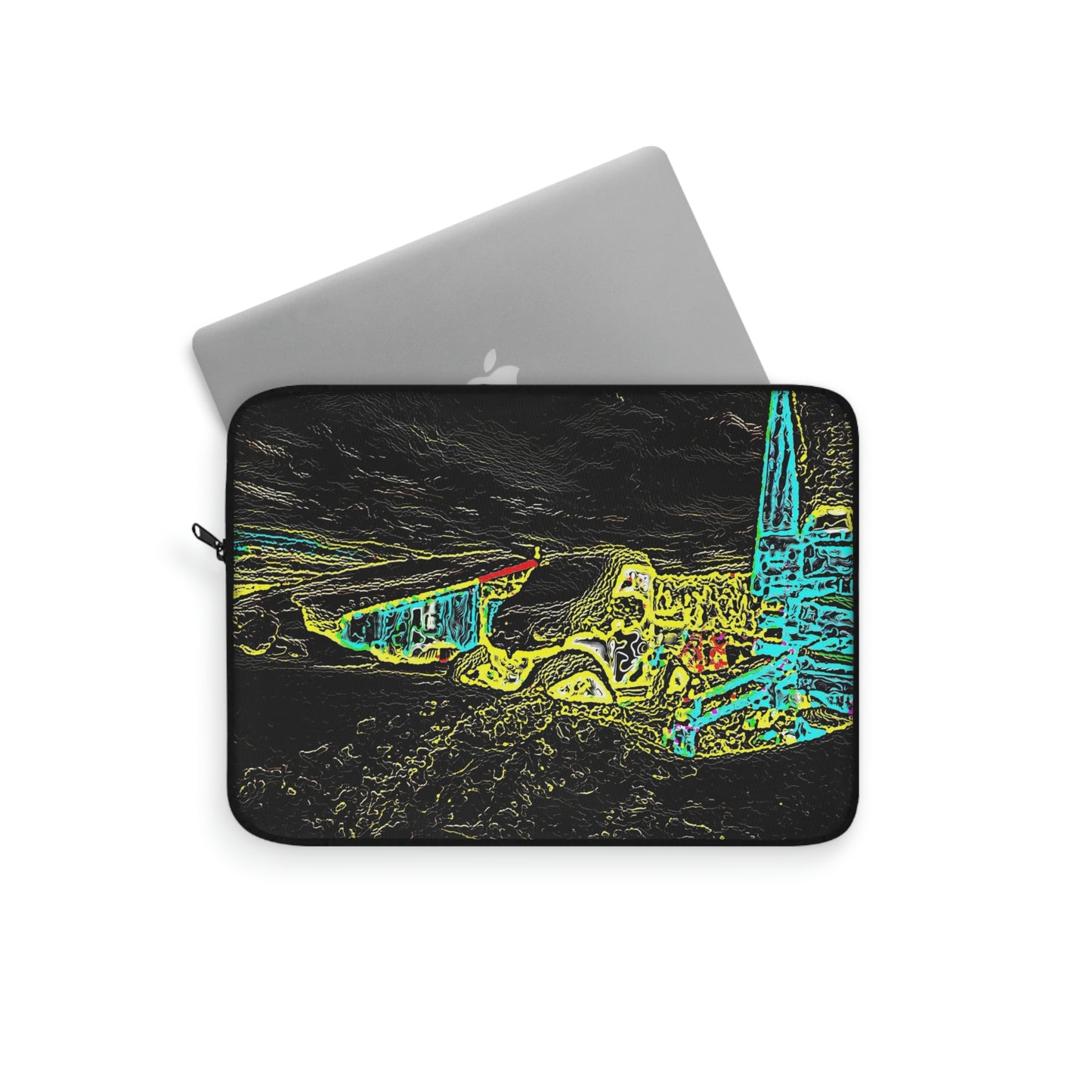 Laptop Sleeve ... "Snow Vehicle In Snow Storm At-Rest" ... Circa 12Mar23 ... Central Idaho ... 18-Hours Rendering Time: Original Works ...