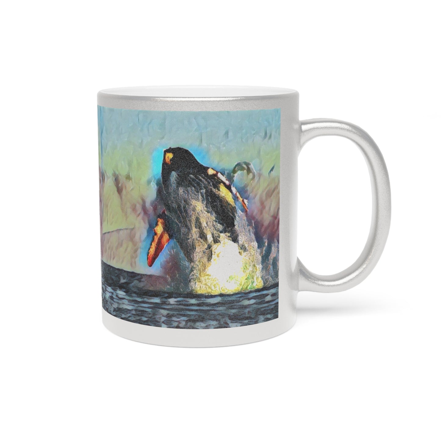 Metallic Mug (Silver\Gold) ... An Extraordinary Humpback Breach ... 'With Explosive Energy' ... Family Archives (KPH) ... Circa: 21st Century. Maui, HI ... Original Works ...