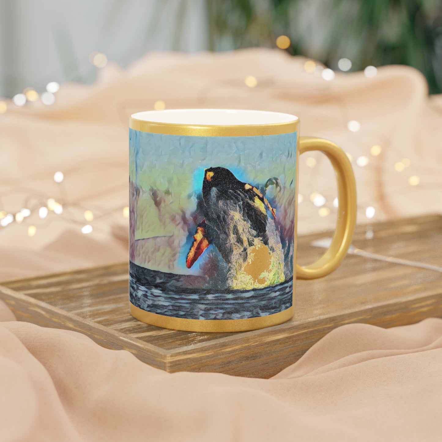 Metallic Mug (Silver\Gold) ... An Extraordinary Humpback Breach ... 'With Explosive Energy' ... Family Archives (KPH) ... Circa: 21st Century. Maui, HI ... Original Works ...