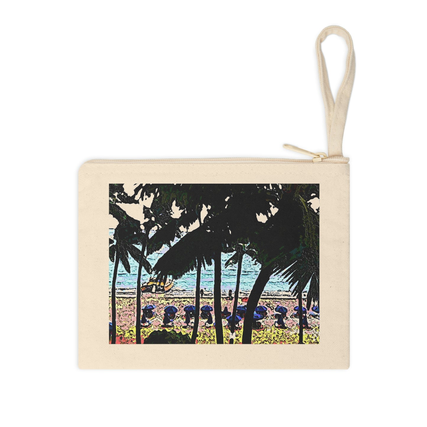 Cotton Zipper Pouch ... "A Beautiful Beach Amongst The Palms" ... The Outrigger Waikiki, Honolulu, Oahu ... Original Works ...