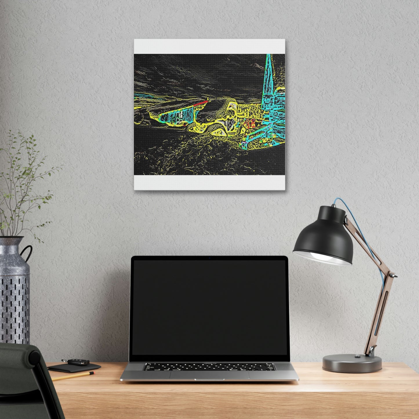 Polyester Canvas ... "Snow Vehicle In Snow Storm At-Rest" ... Circa 12Mar23 ... Central Idaho ... 18-Hours Rendering Time: Original Works ...