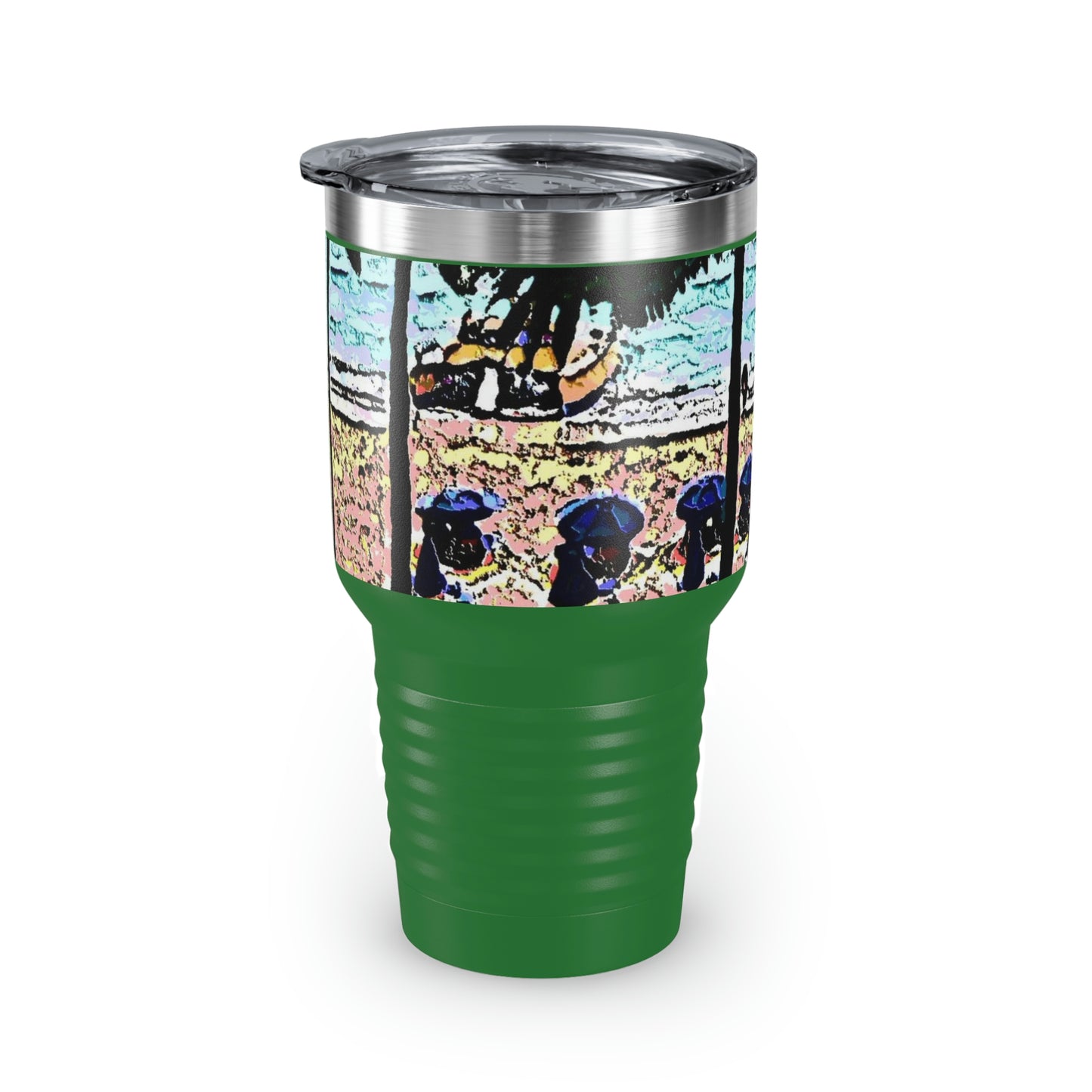 Ringneck Tumbler, 30oz ... "A Beautiful Beach Amongst The Palms" ... The Outrigger Waikiki, Honolulu, Oahu ... Original Works ...