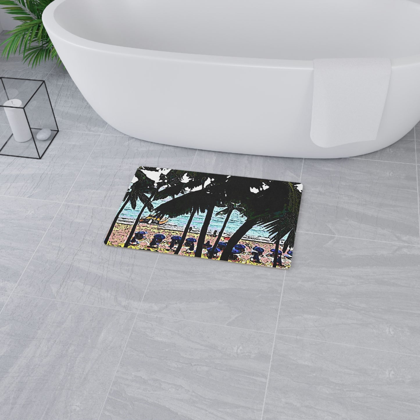 Floor Mat ... "A Beautiful Beach Amongst The Palms" ... The Outrigger Waikiki, Honolulu, Oahu ... Original Works ...