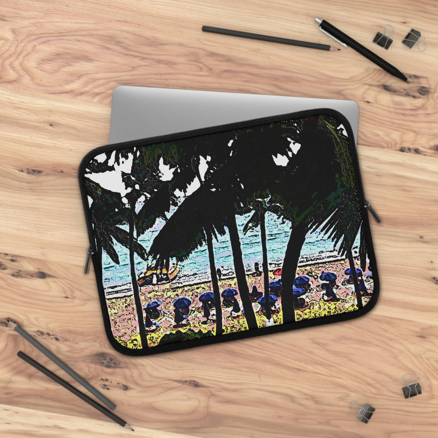 Laptop Sleeve ... "A Beautiful Beach Amongst The Palms" ... The Outrigger Waikiki, Honolulu, Oahu ... Original Works ...