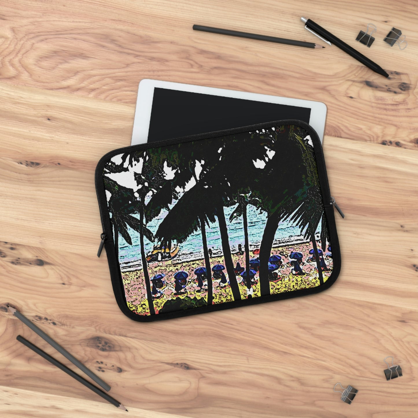 Laptop Sleeve ... "A Beautiful Beach Amongst The Palms" ... The Outrigger Waikiki, Honolulu, Oahu ... Original Works ...