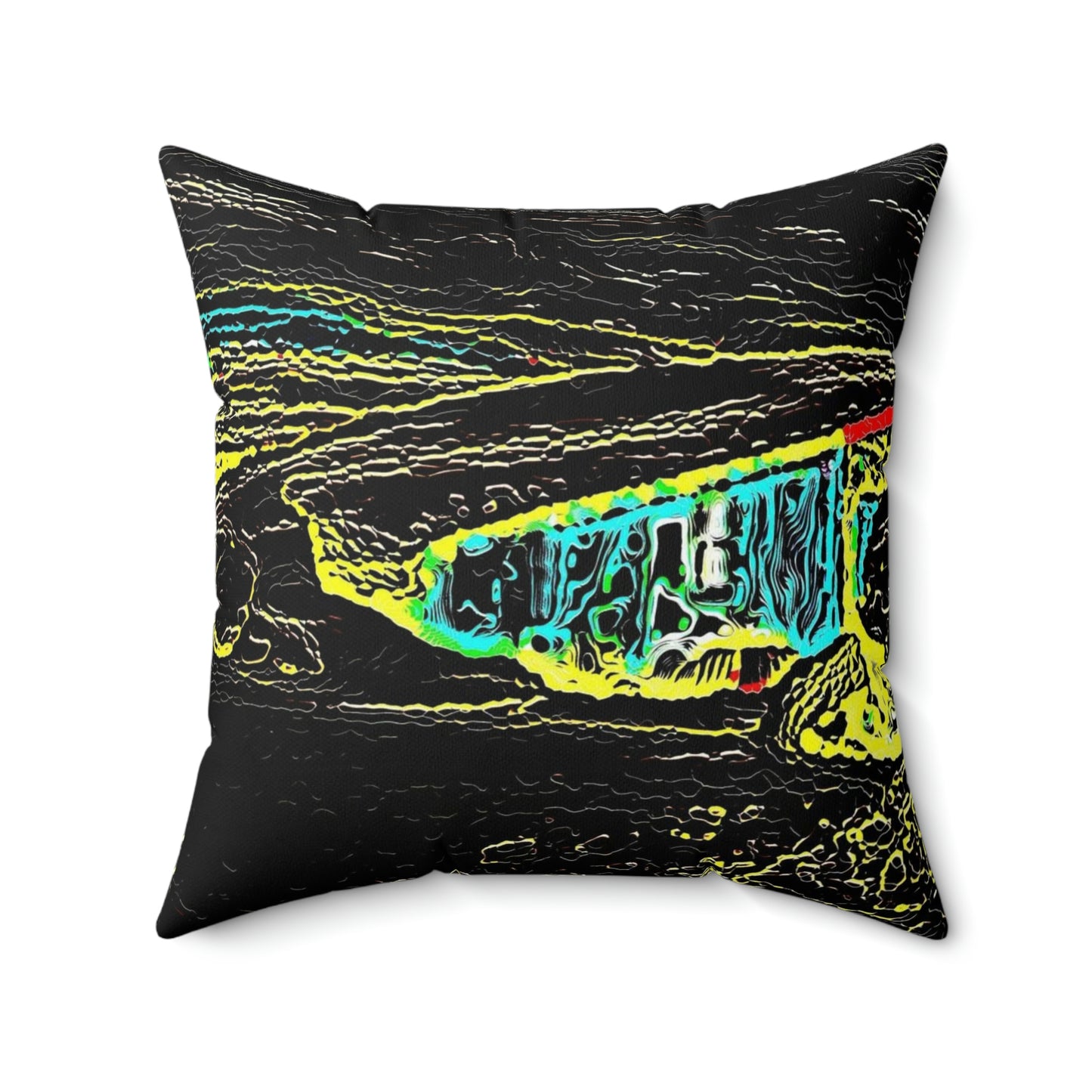 Faux Suede Square Pillow ...  "Snow Vehicle In Snow Storm At-Rest" ... Circa 12Mar23 ... Central Idaho ... 18-Hours Rendering Time: Original Works ...
