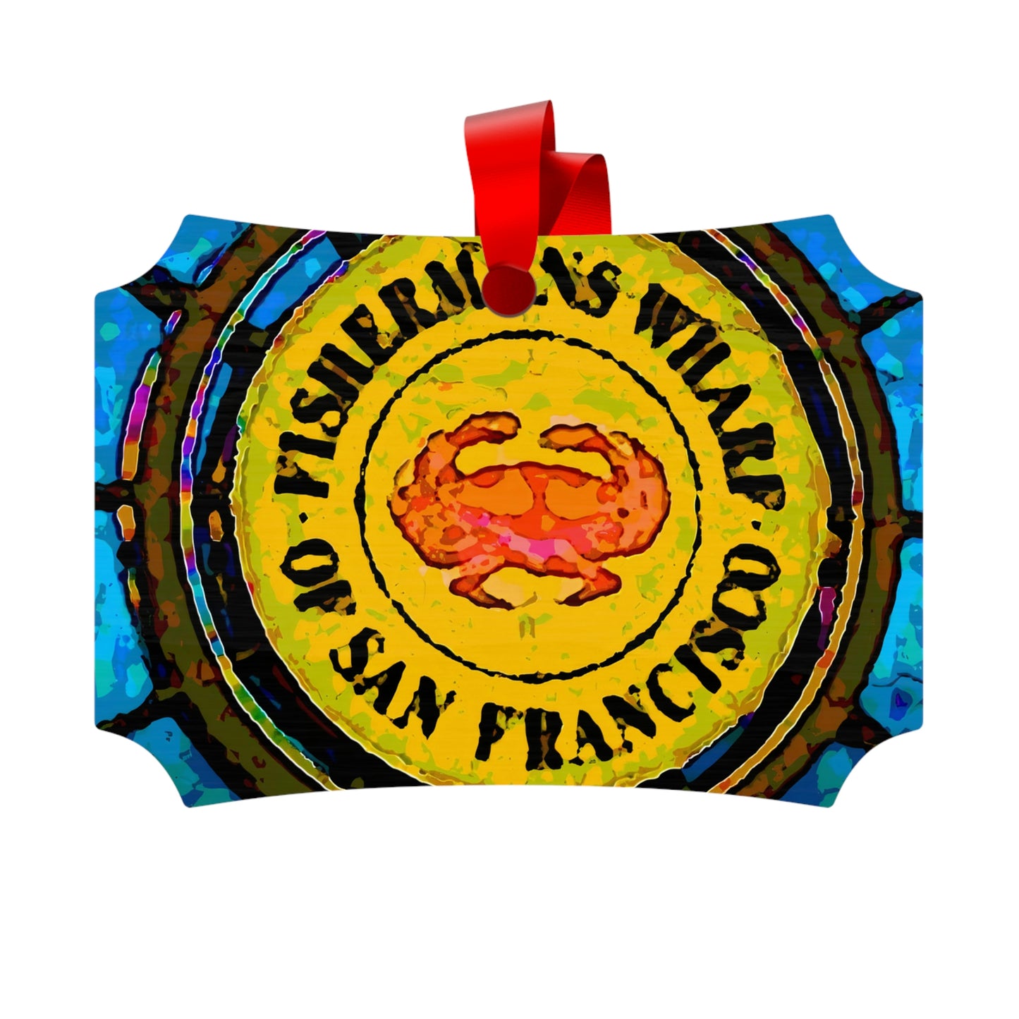 Plywood Ornaments (Round, Berlin) ... "No.9 Fishermen's Grotto - Fishermen's Wharf, SF, California" ... Family Archives: 1970's ... Original Works ...