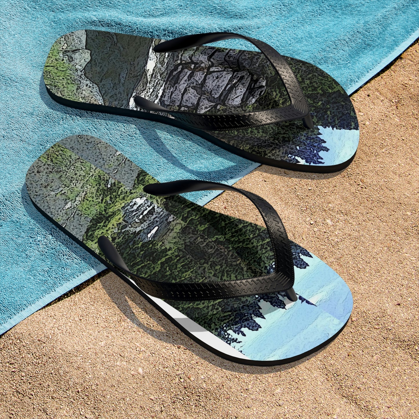 Unisex Flip-Flops ..."I Am Innocent" ... Tricky-Dick Immortalized ... Nixon Rock: Along The River ... Central Idaho, Summer 2020 ... Original Works ...