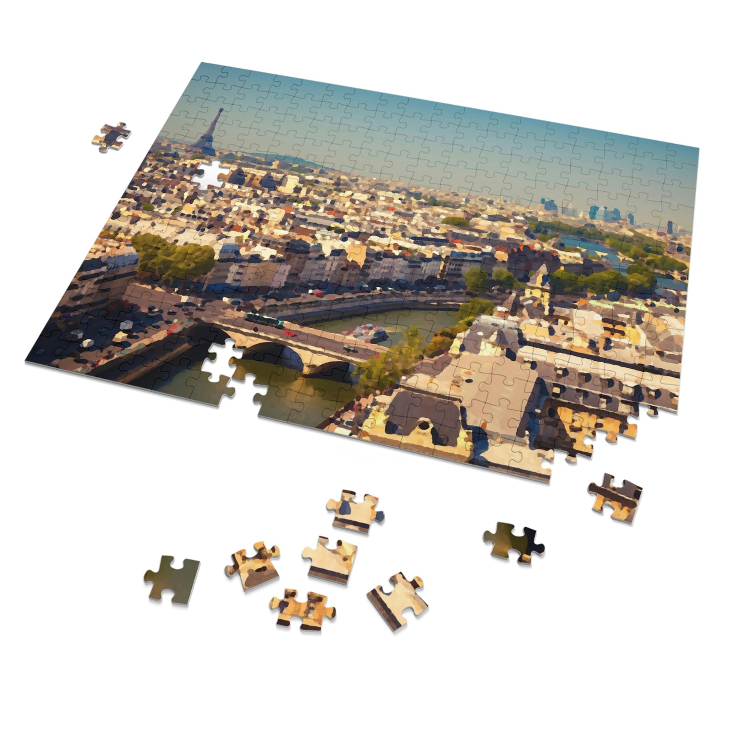 Jigsaw Puzzle (30, 110, 252, 500,1000-Piece) ... Au Paris ... "Along The River Seine" ... Barbara Joan Bonnell-Holt: 1972 ... Original Works ...