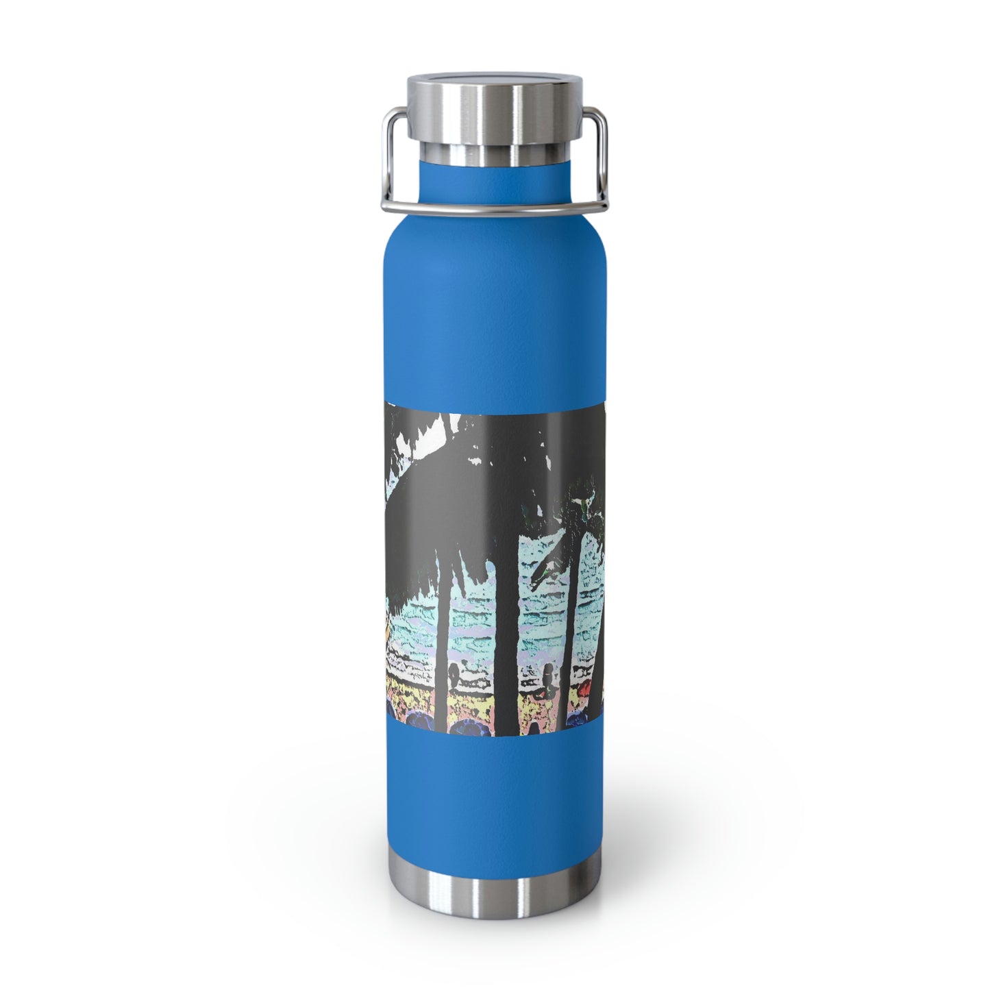 Copper Vacuum Insulated Bottle, 22oz ... "A Beautiful Beach Amongst The Palms" ... The Outrigger Waikiki, Honolulu, Oahu ... Original Works ...