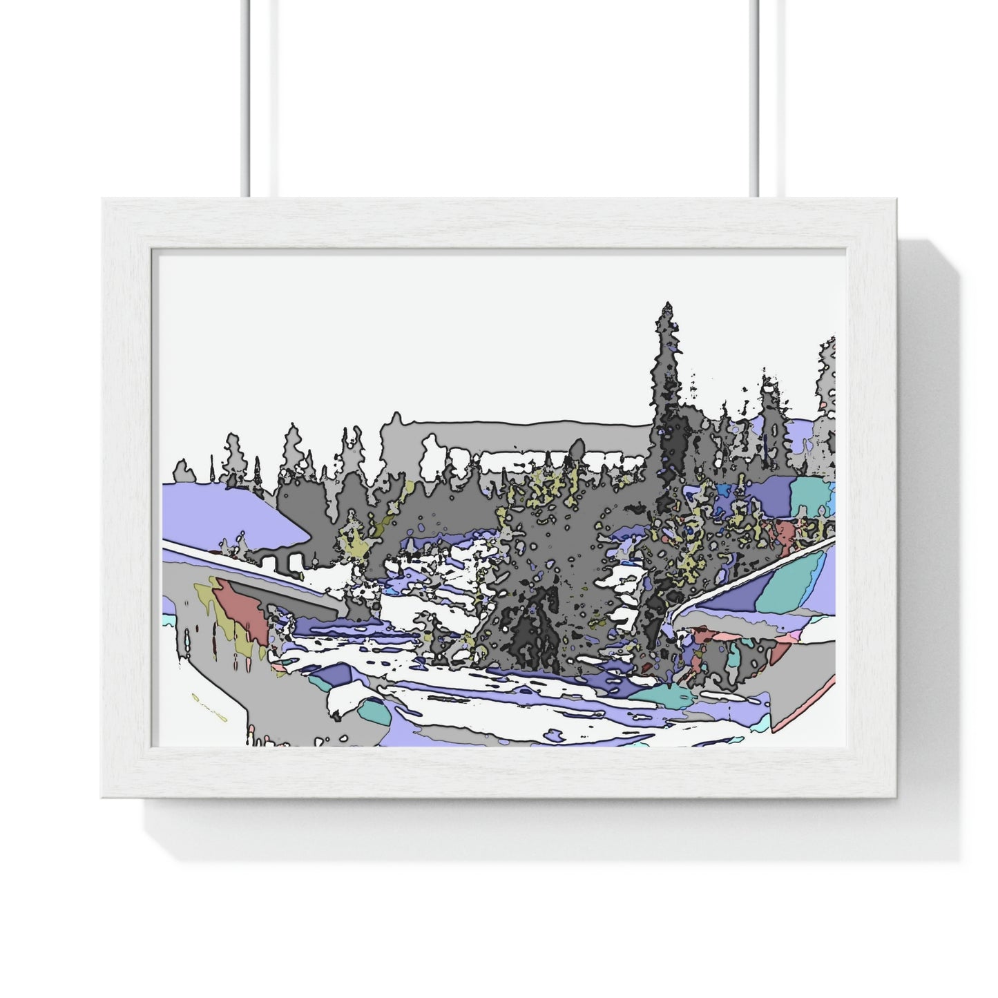 Premium Framed Horizontal Poster ...  Snow ... Impressionalism ... Mountain-Snowscape "Happy New Years 2023!" ...