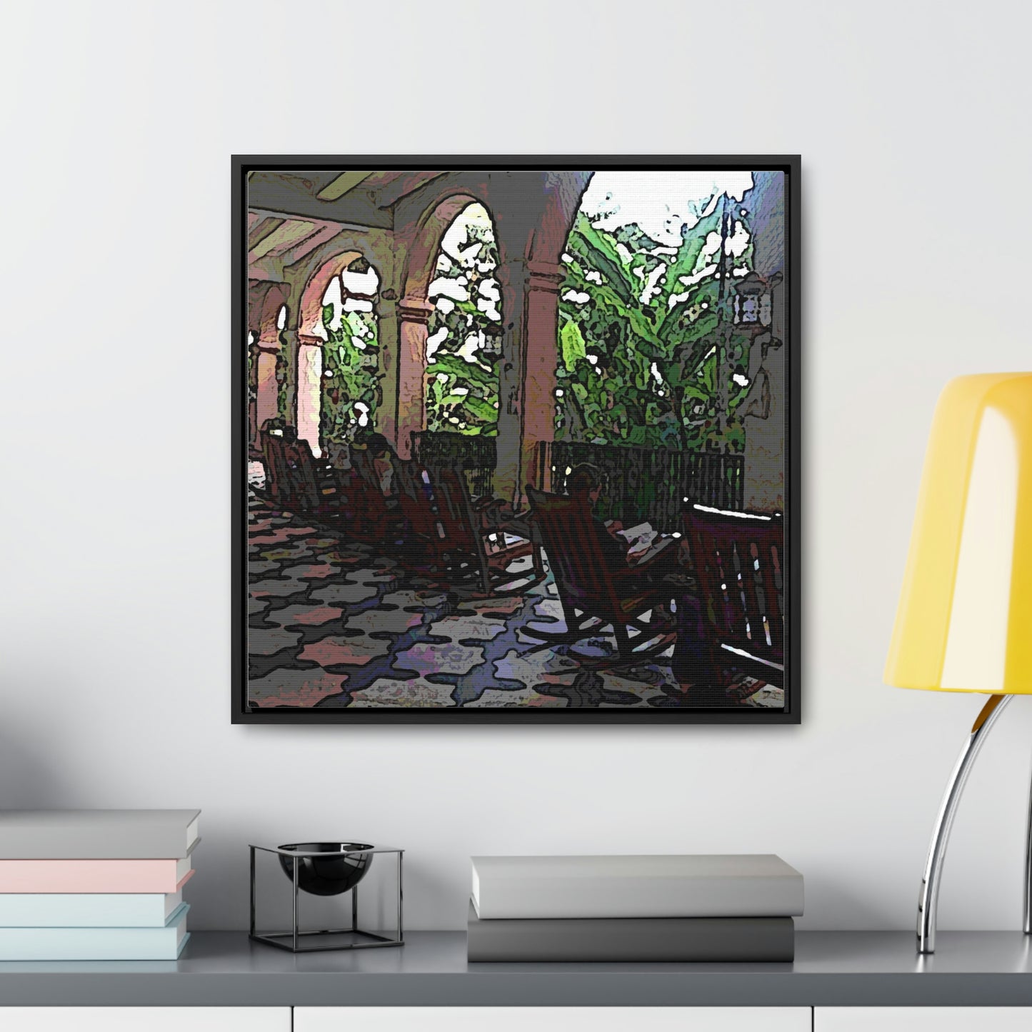 Gallery Canvas Wraps, Square Frame ...  Lanai & Rocking Chairs At: 'The Pink Palace' ... The Royal Hawai'ian ... Honolulu, HI ... '27Oct2014' ... Original Works ...