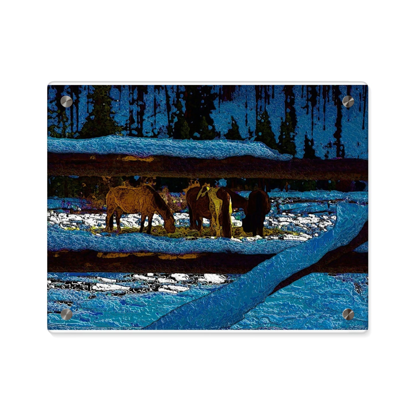 Acrylic Wall Art Panels ... A Horse ... A Saddle ...  Foraging Through The Snow ...  An_Asses 'Cry' ... Central Idaho, November 2022 ...  Original Works ...