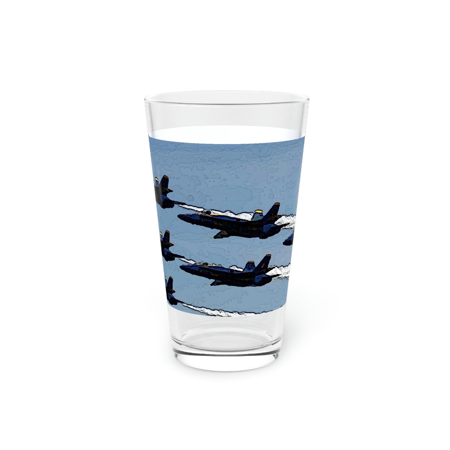 Pint Glass, 16oz ... Seattle Seafair ..."Blue Angels Run Over Lake Washington" ... Circa Mid 1980's ... Dr FJ Holt ... Original Works ...
