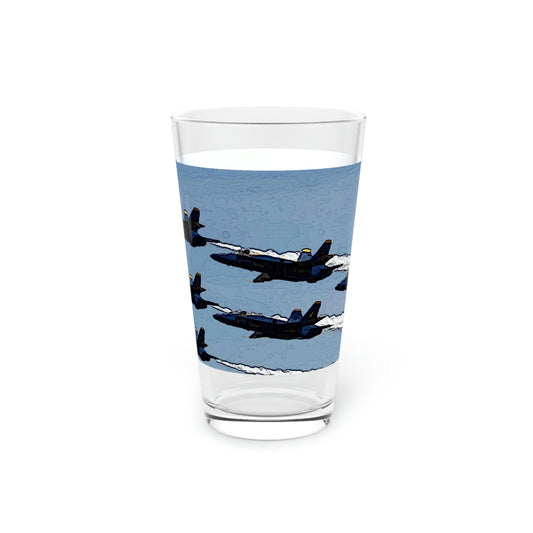 Pint Glass, 16oz ... Seattle Seafair ..."Blue Angels Run Over Lake Washington" ... Circa Mid 1980's ... Dr FJ Holt ... Original Works ...