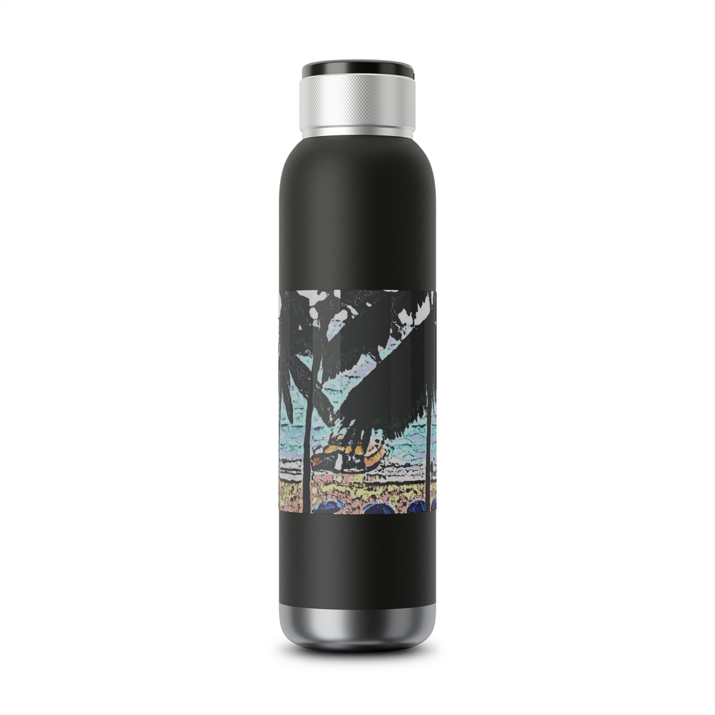 Soundwave Copper Vacuum Audio Bottle 22oz ... "A Beautiful Beach Amongst The Palms" ... The Outrigger Waikiki, Honolulu, Oahu ... Original Works ...