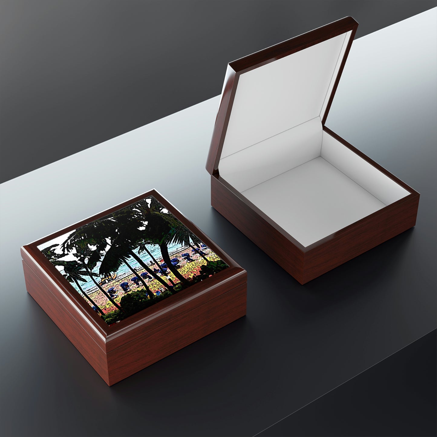 Jewelry Box ... "A Beautiful Beach Amongst The Palms" ... The Outrigger Waikiki, Honolulu, Oahu ... Original Works ...