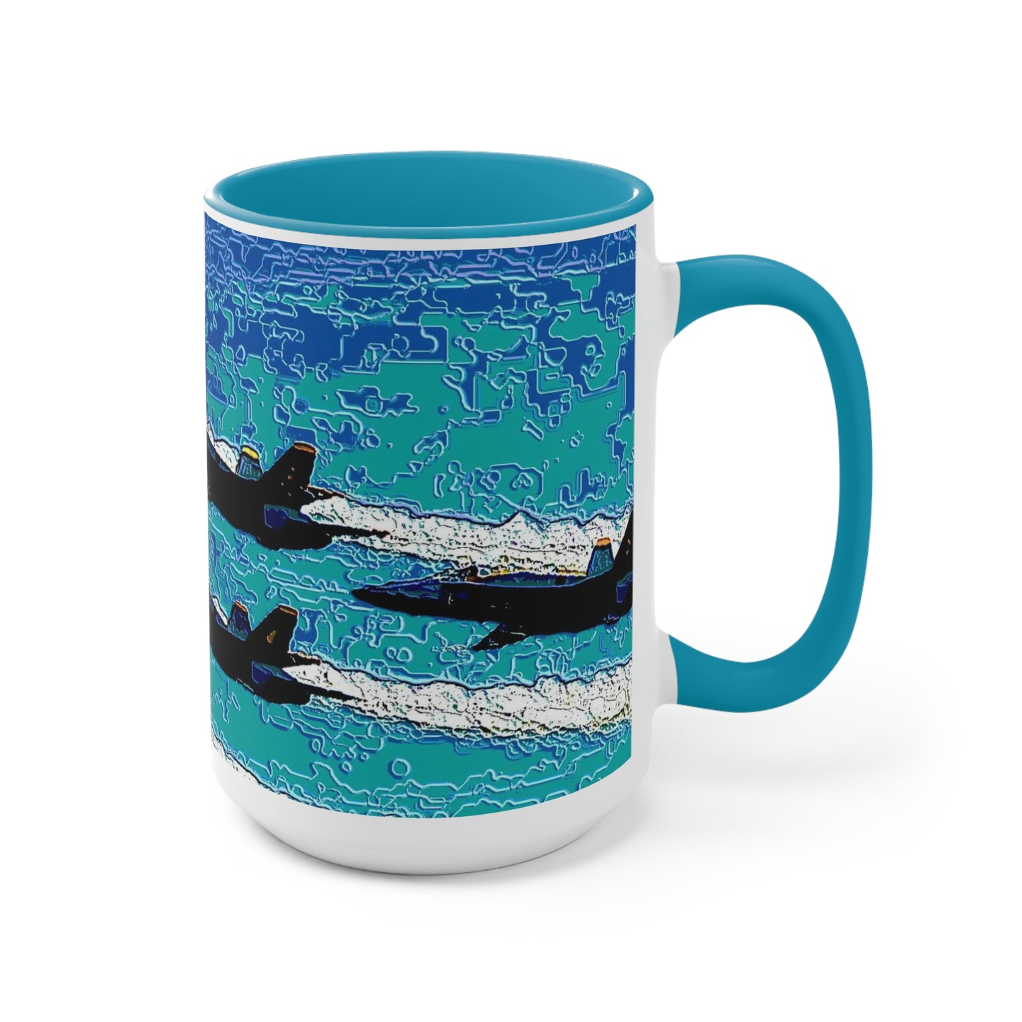 Two-Tone Coffee Mugs, 15oz ... Seattle Seafair ..."Blue Angels Run Over Lake Washington" ... Circa Mid 1980's ... Dr FJ Holt ... Original Works ...