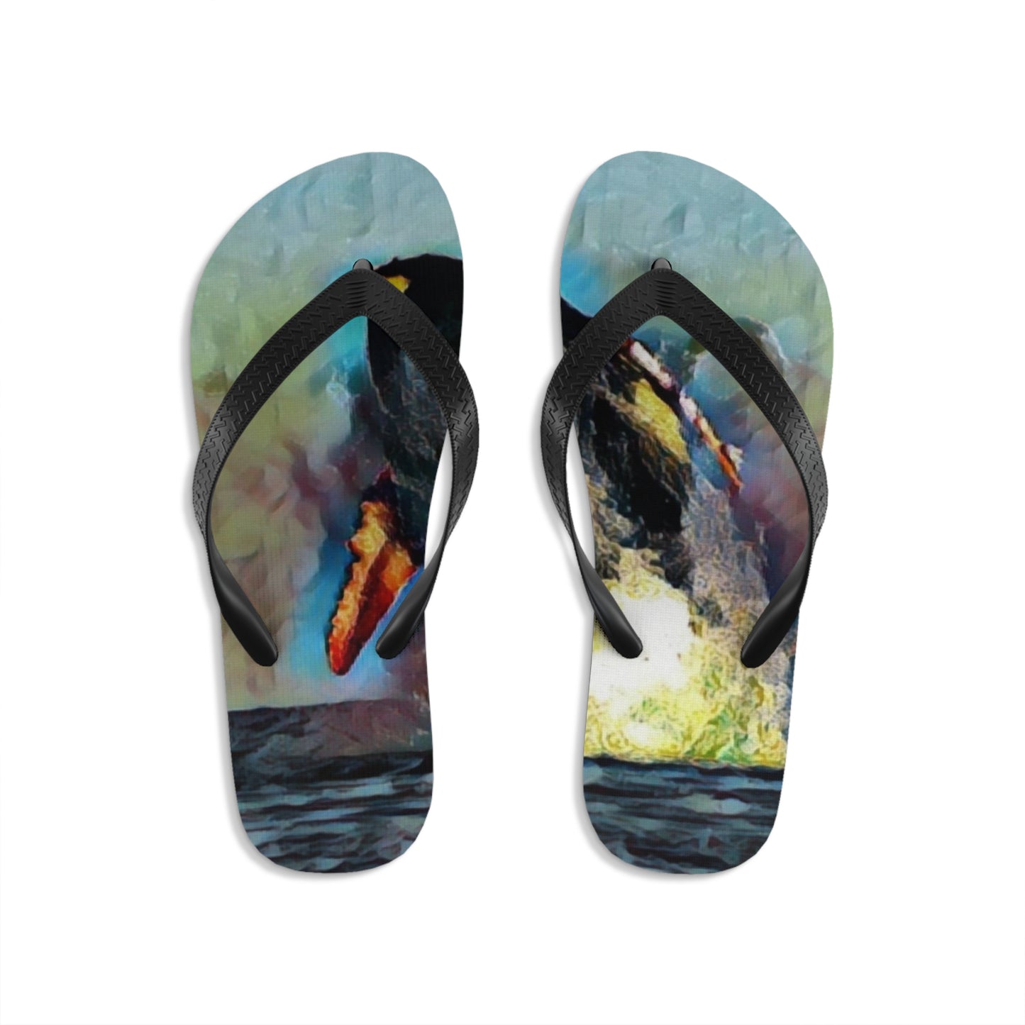 Unisex Flip-Flops ... An Extraordinary Humpback Breach ... 'With Explosive Energy' ... Family Archives (KPH) ... Circa: 21st Century. Maui, HI ... Original Works ...