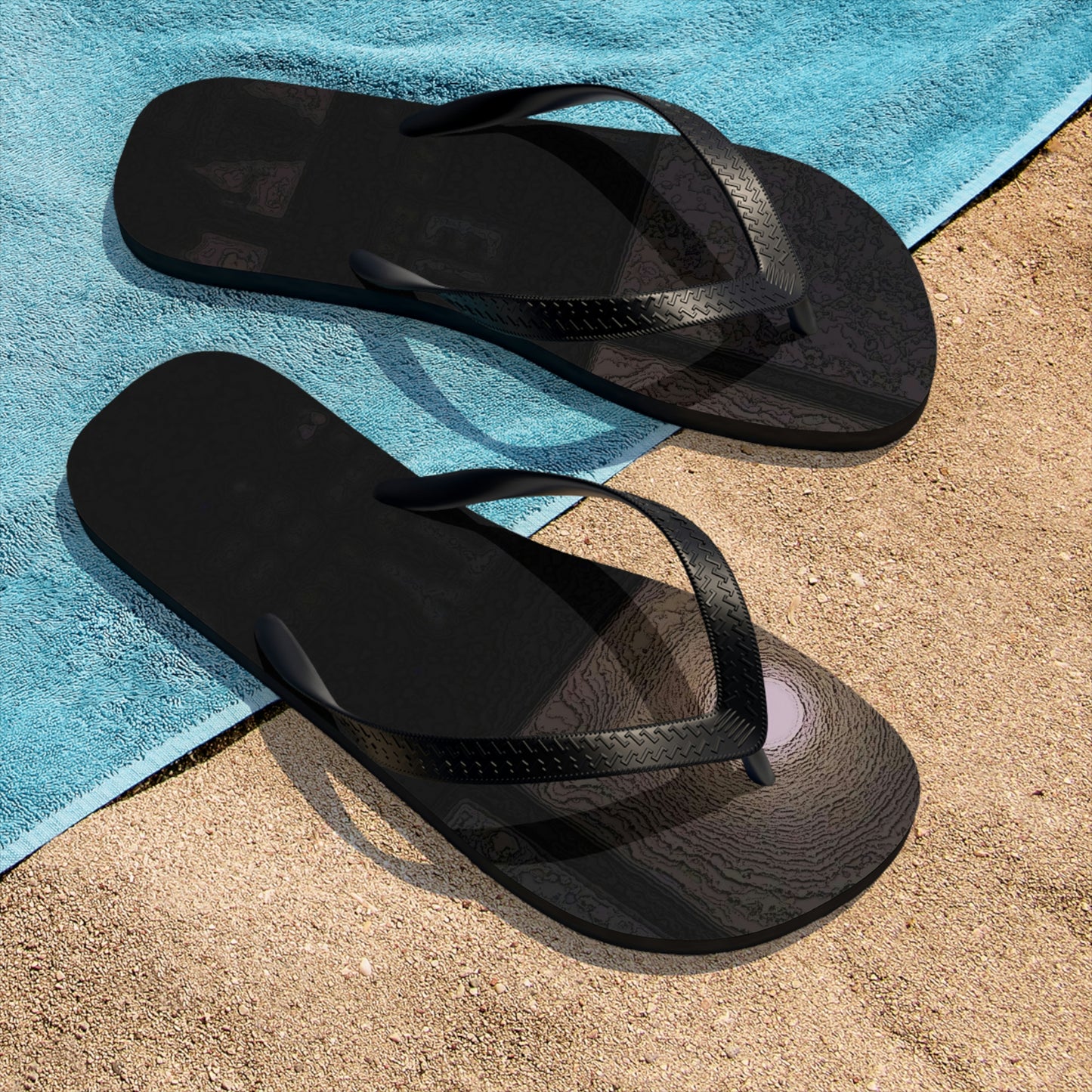 Unisex Flip-Flops ... Car Approaches From The Stern ... Moon Ascendary From The Bow ... "Two Friendly Travellers On A Cold Night Near Elk City" ... C