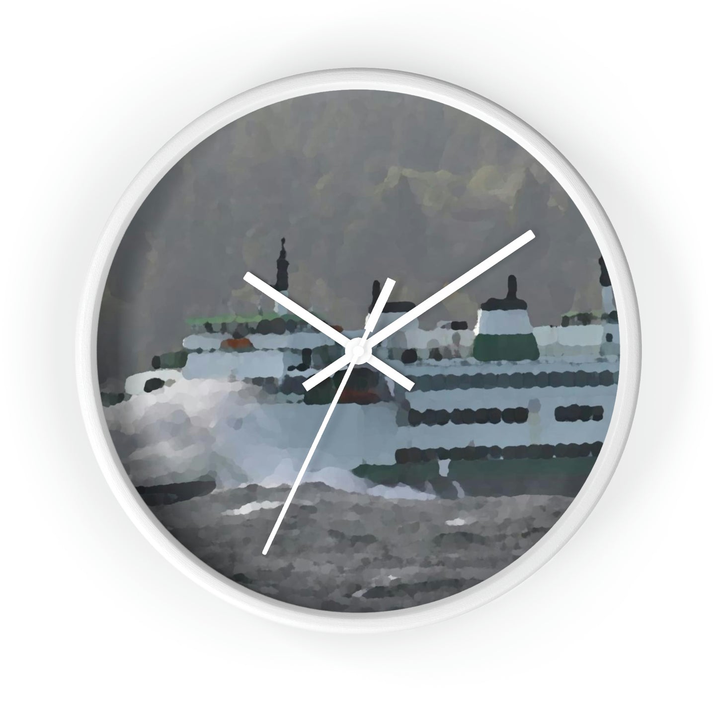Wall clock ... WADOT Ferry Crossing ... "A Very Rough Day" ... Mulkiteo Route ... Family Archives ... Early 1990's' ... Original Works ...
