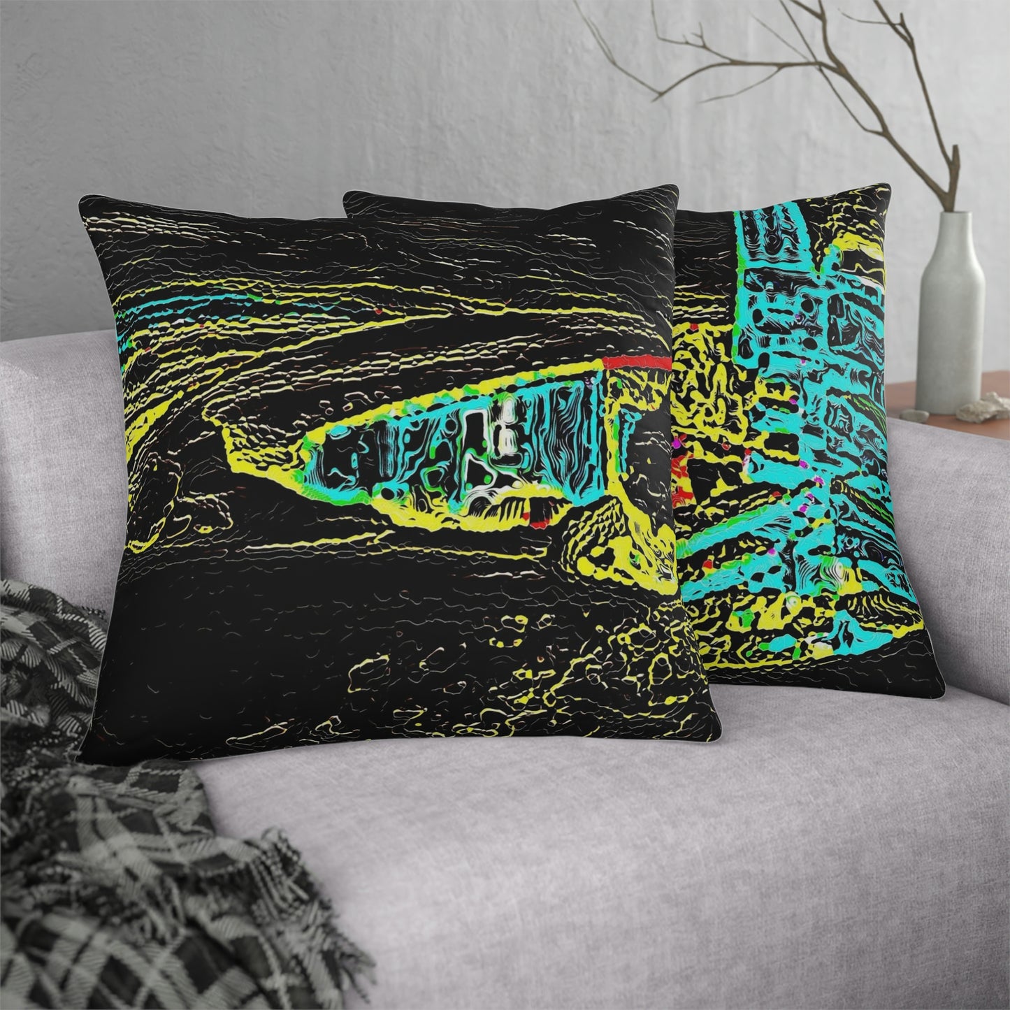 Waterproof Pillows ...  "Snow Vehicle In Snow Storm At-Rest" ... Circa 12Mar23 ... Central Idaho ... 18-Hours Rendering Time: Original Works ...