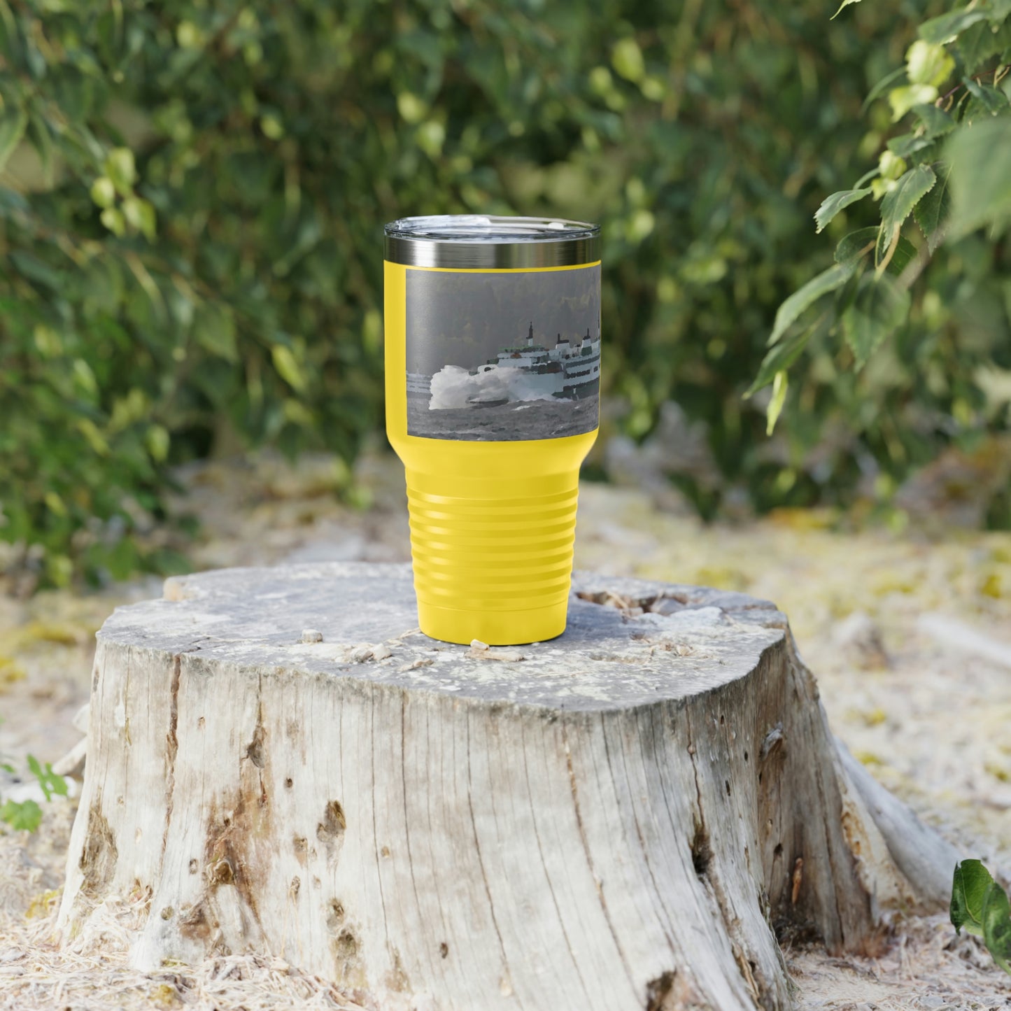 Ringneck Tumbler, 30oz ... WADOT Ferry Crossing ... "A Very Rough Day" ... Mulkiteo Route ... Family Archives ... Early 1990's' ... Original Works ...