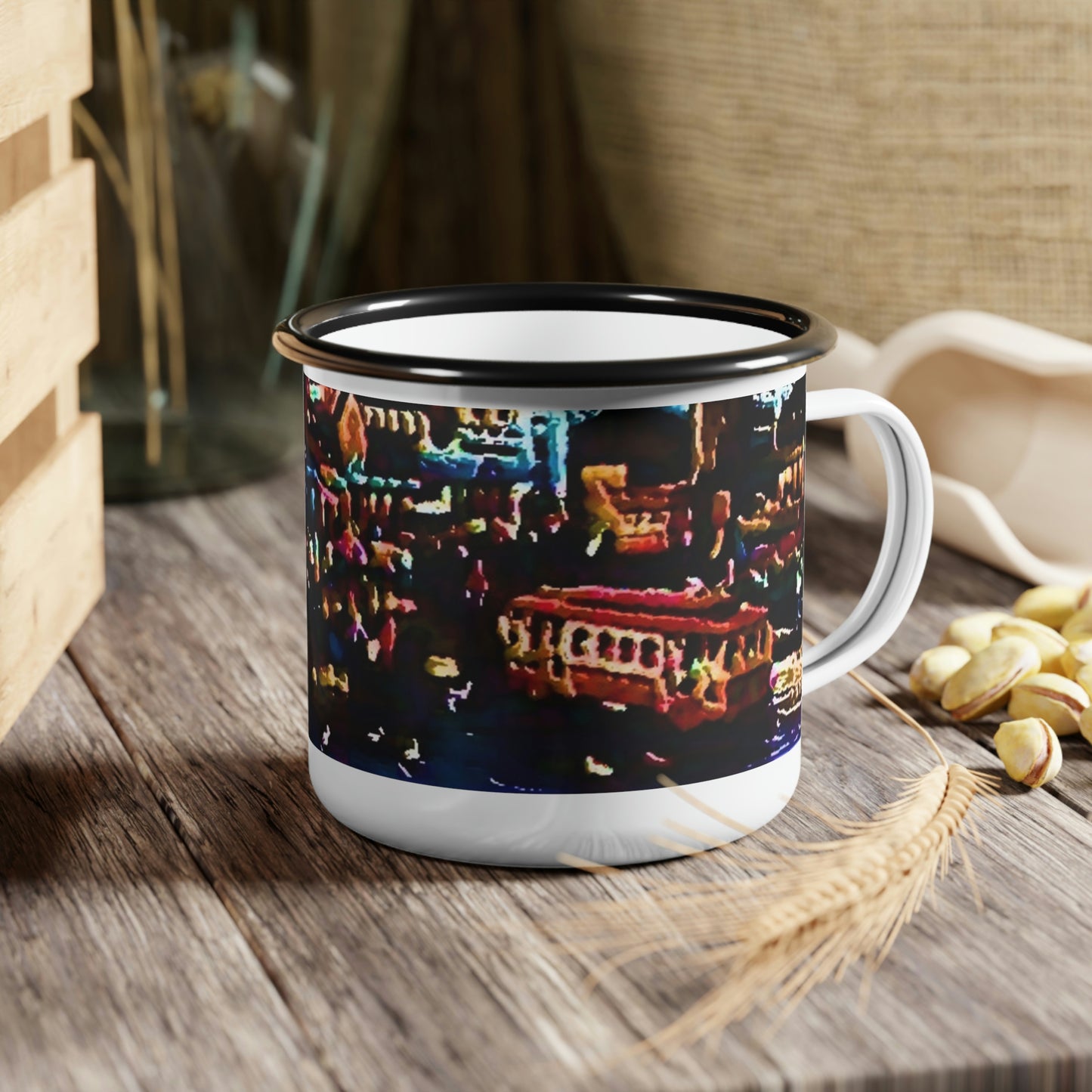 Enamel Camp Cup ...  "No.9 Fishermen's Grotto - Fishermen's Wharf, SF, California" ... Family Archives: 1970's ... Original Works ...